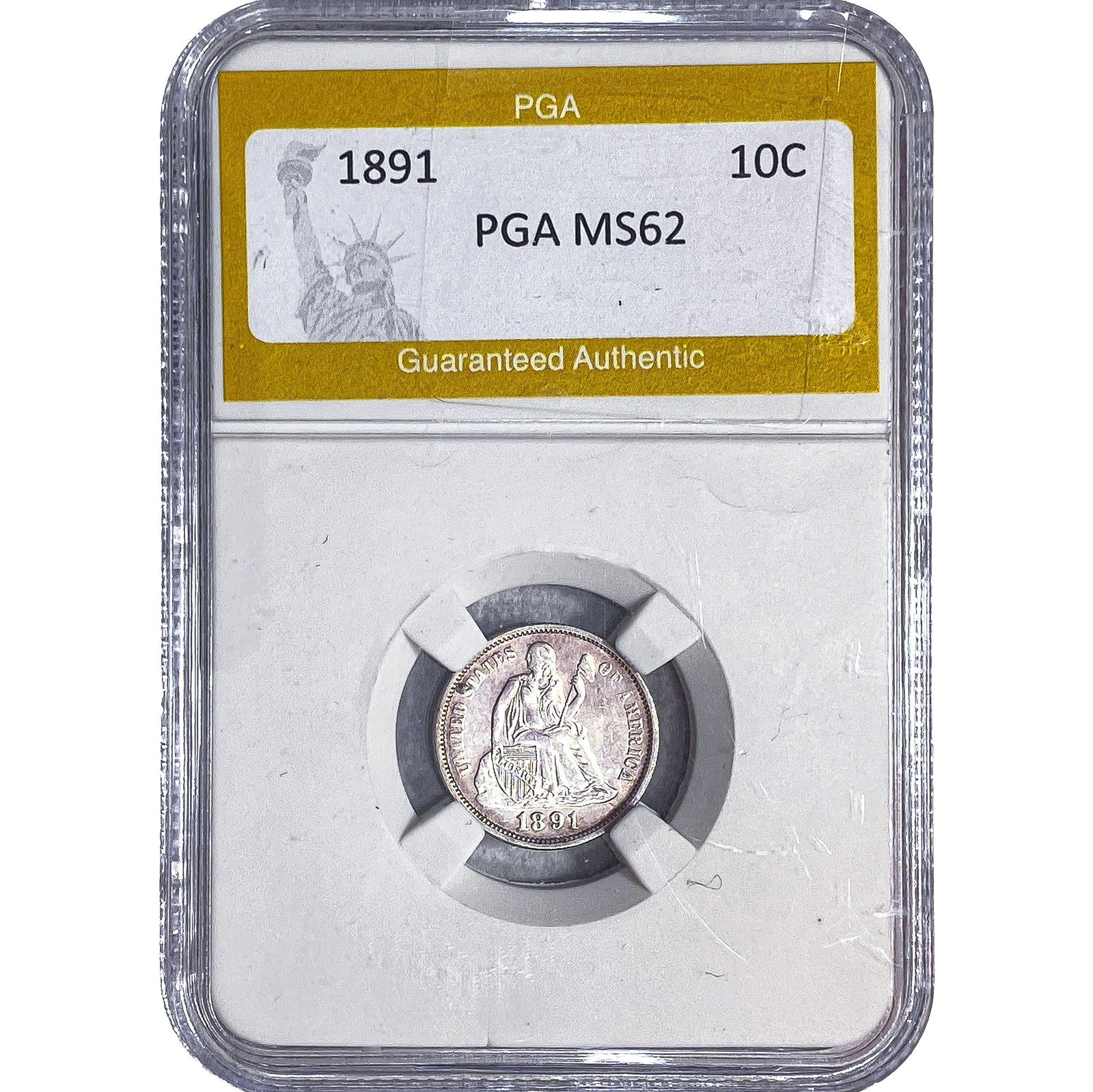 1891 Seated Liberty Dime PGA MS62: 1891 Seated Liberty Dime PGA MS62