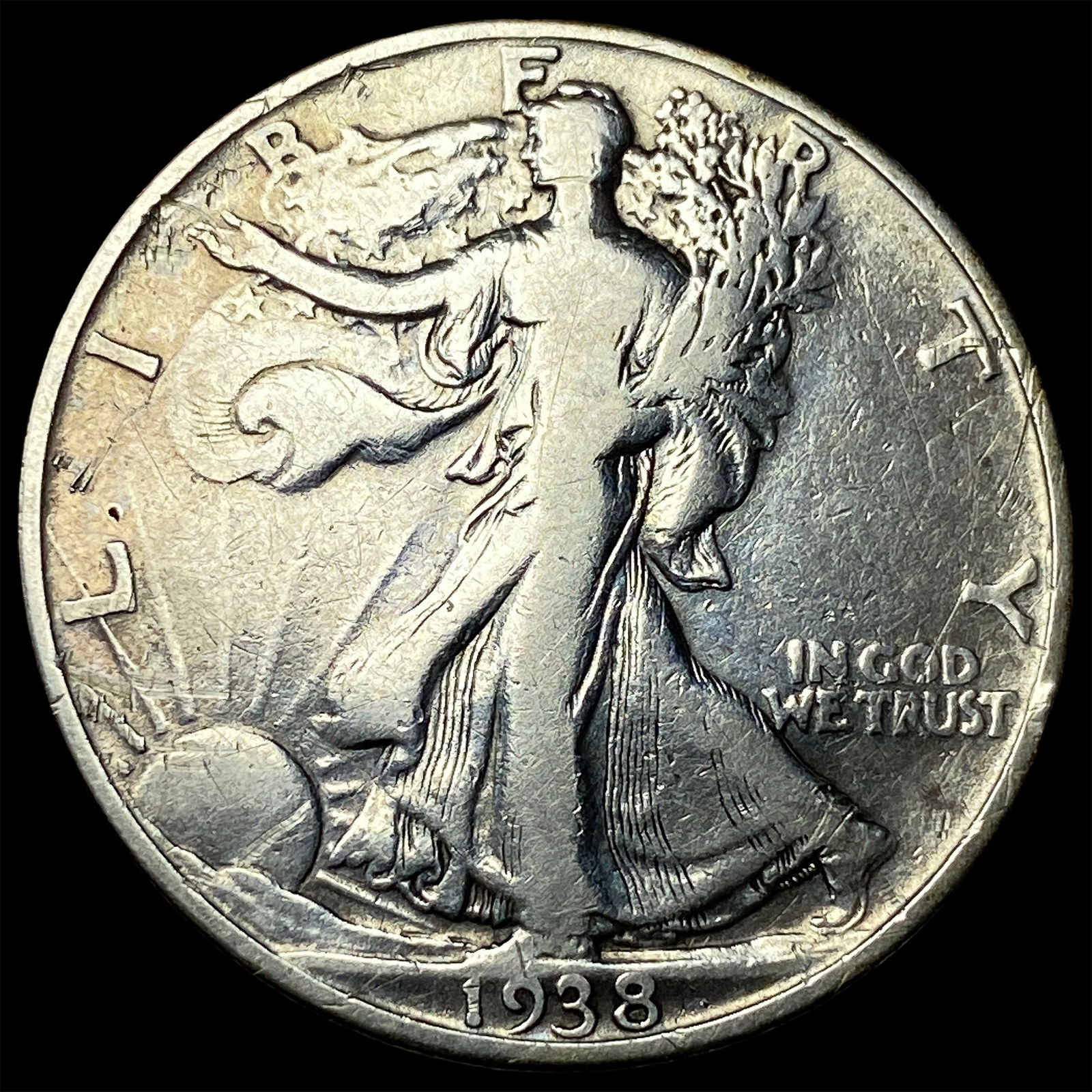 1938-D Silver Half Dollar Walking Liberty NEARLY UNCIRCULATED (1 of 2)
