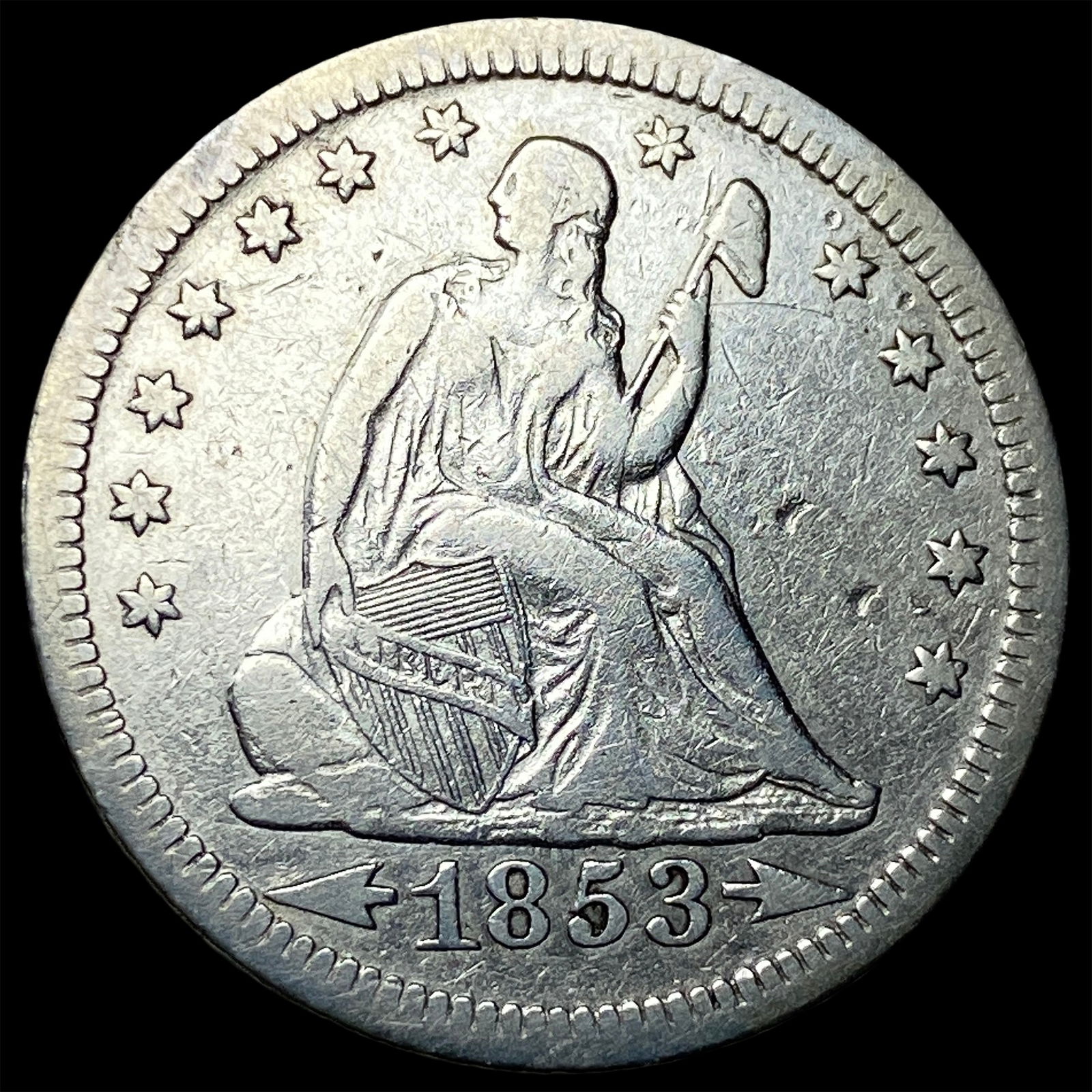 1853 Arrows Seated Liberty Quarter ABOUT UNCIRCULATED (1 of 2)