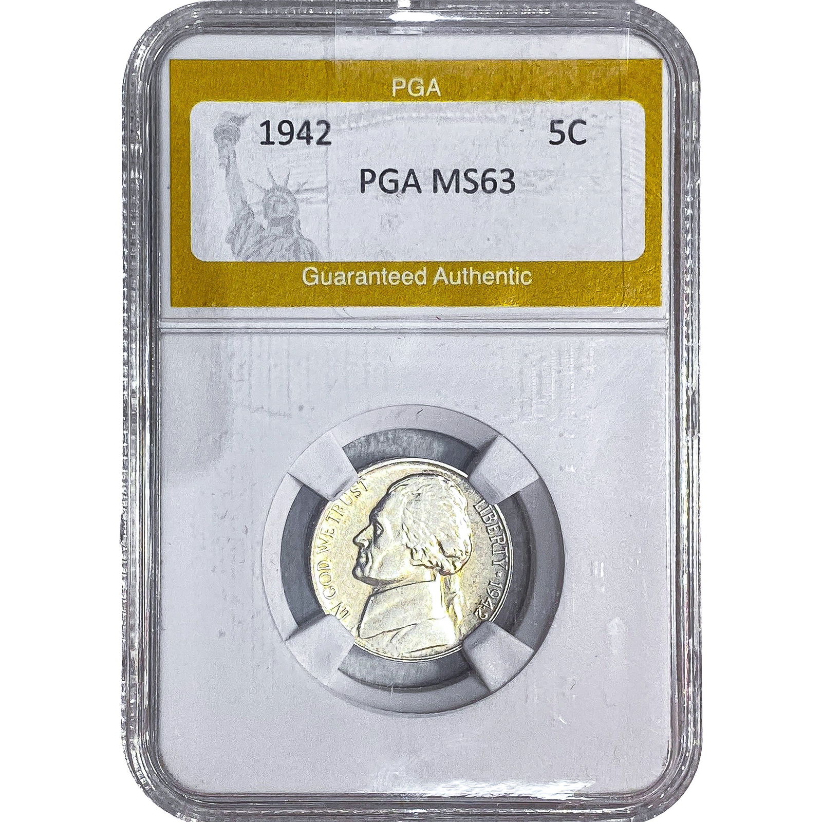 1942 Jefferson Nickel PGA MS63: 1942 Jefferson Nickel PGA MS63