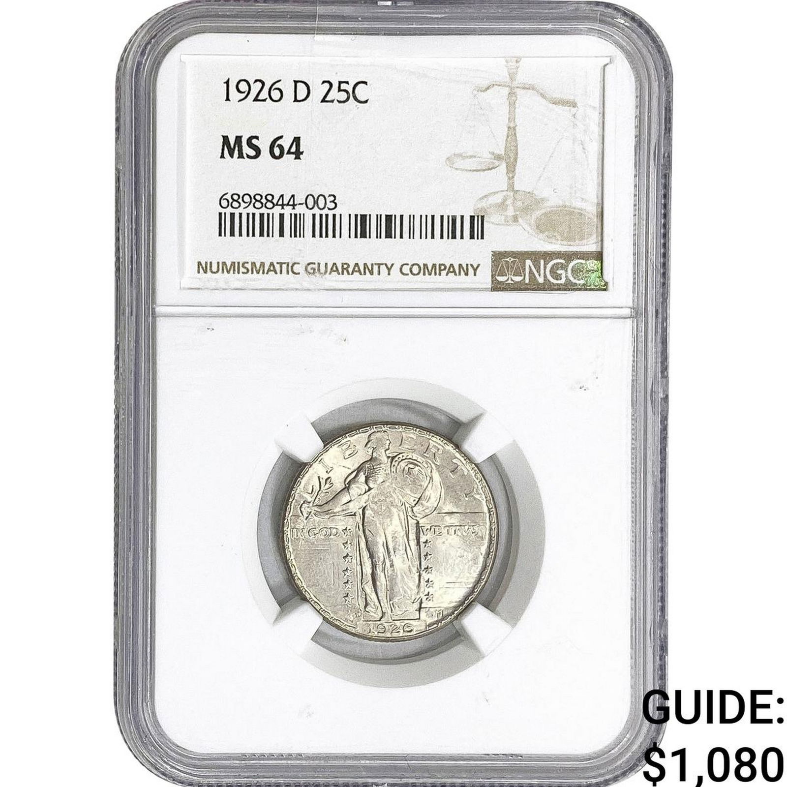 1926-D Washington Silver Quarter NGC MS64: 1926-D Washington Silver Quarter NGC MS64