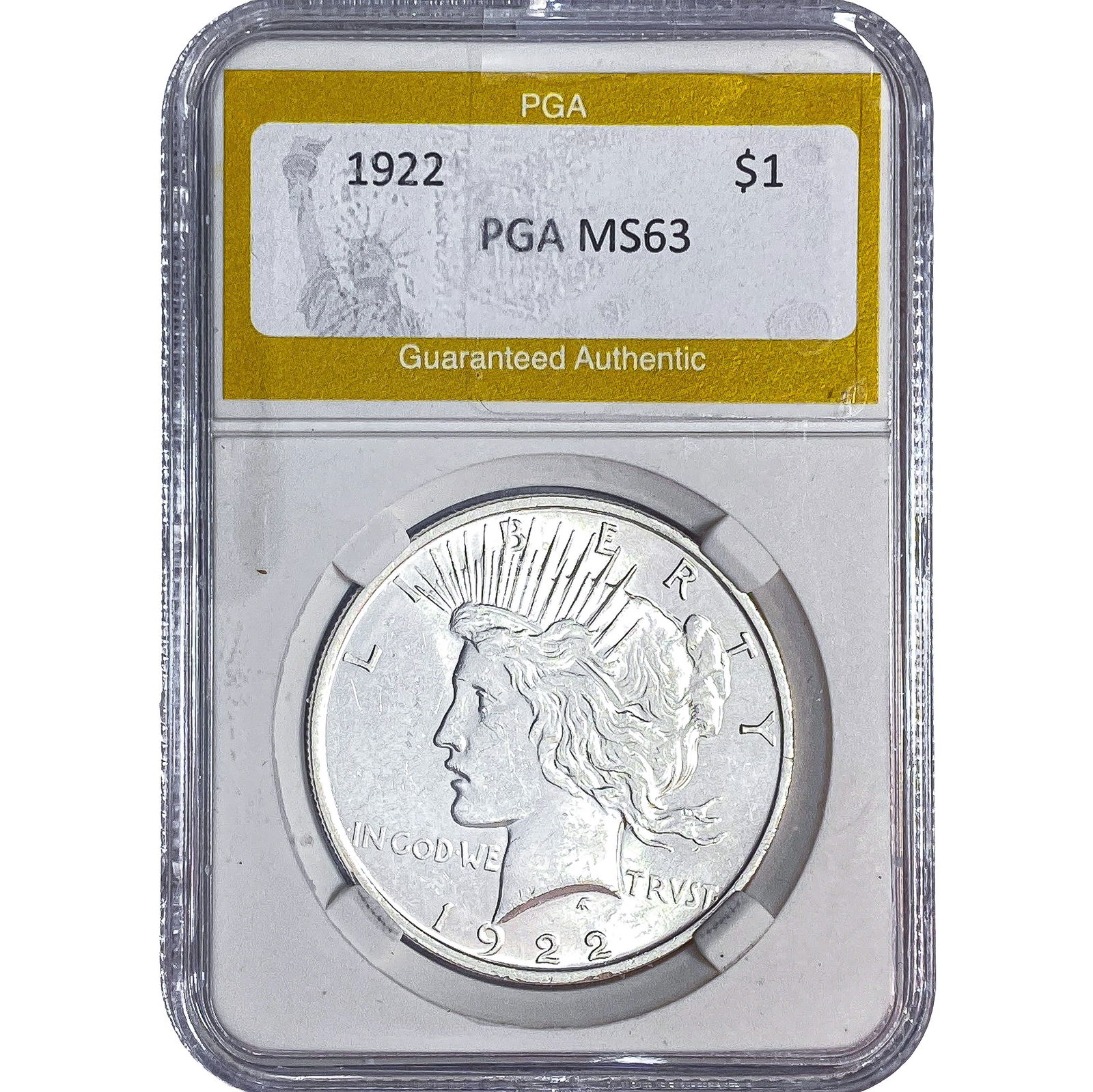 1922 Silver Peace Dollar PGA MS63: 1922 Silver Peace Dollar PGA MS63
