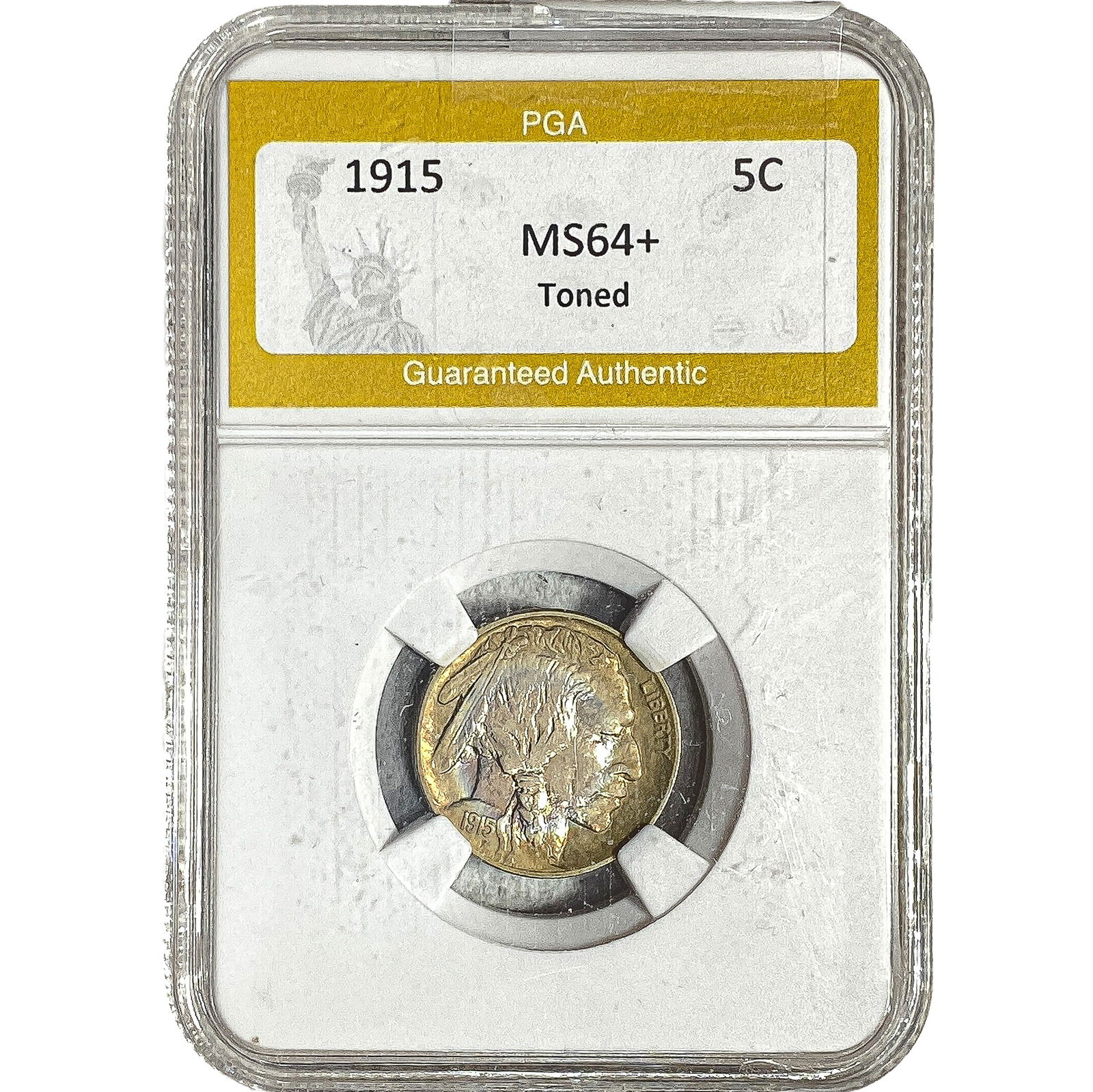 1915 Buffalo Nickel PGA MS64+ Toned: 1915 Buffalo Nickel PGA MS64+ Toned
