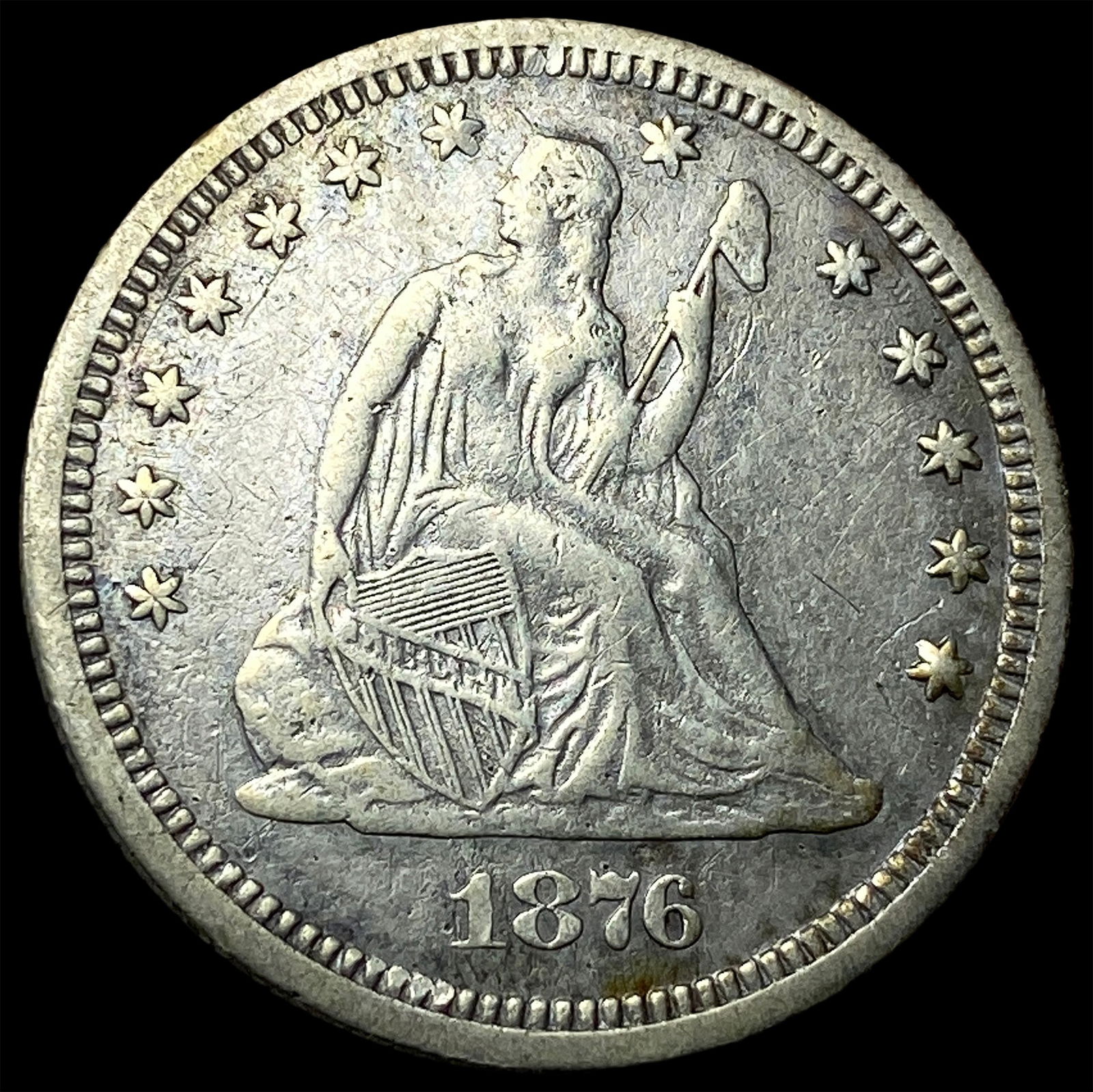 1876-CC Silver Seated Liberty Quarter CLOSELY UNCIRCULATED (1 of 2)