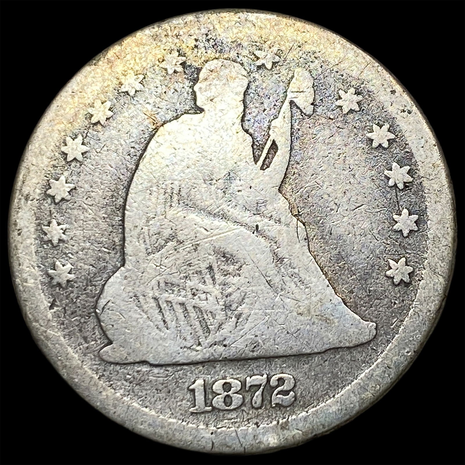 1872 Silver Seated Liberty Quarter NICELY CIRCULATED (1 of 2)