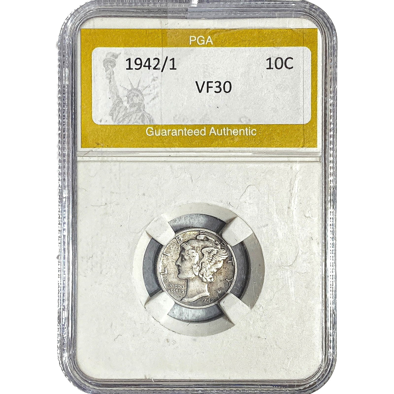 1942/1 Mercury Silver Dime PGA VF30: 1942/1 Mercury Silver Dime PGA VF30