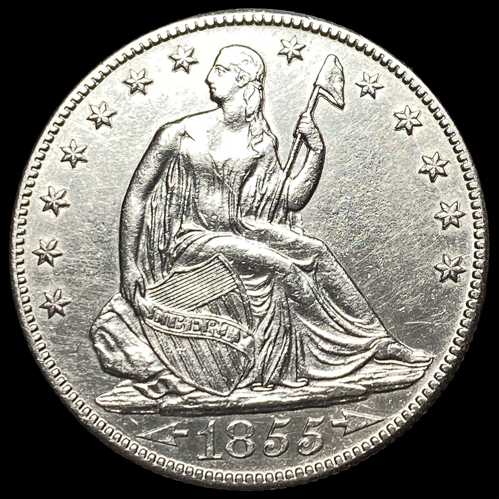 1855-O Silver Half Dollar CLOSELY UNCIRCULATED (1 of 2)