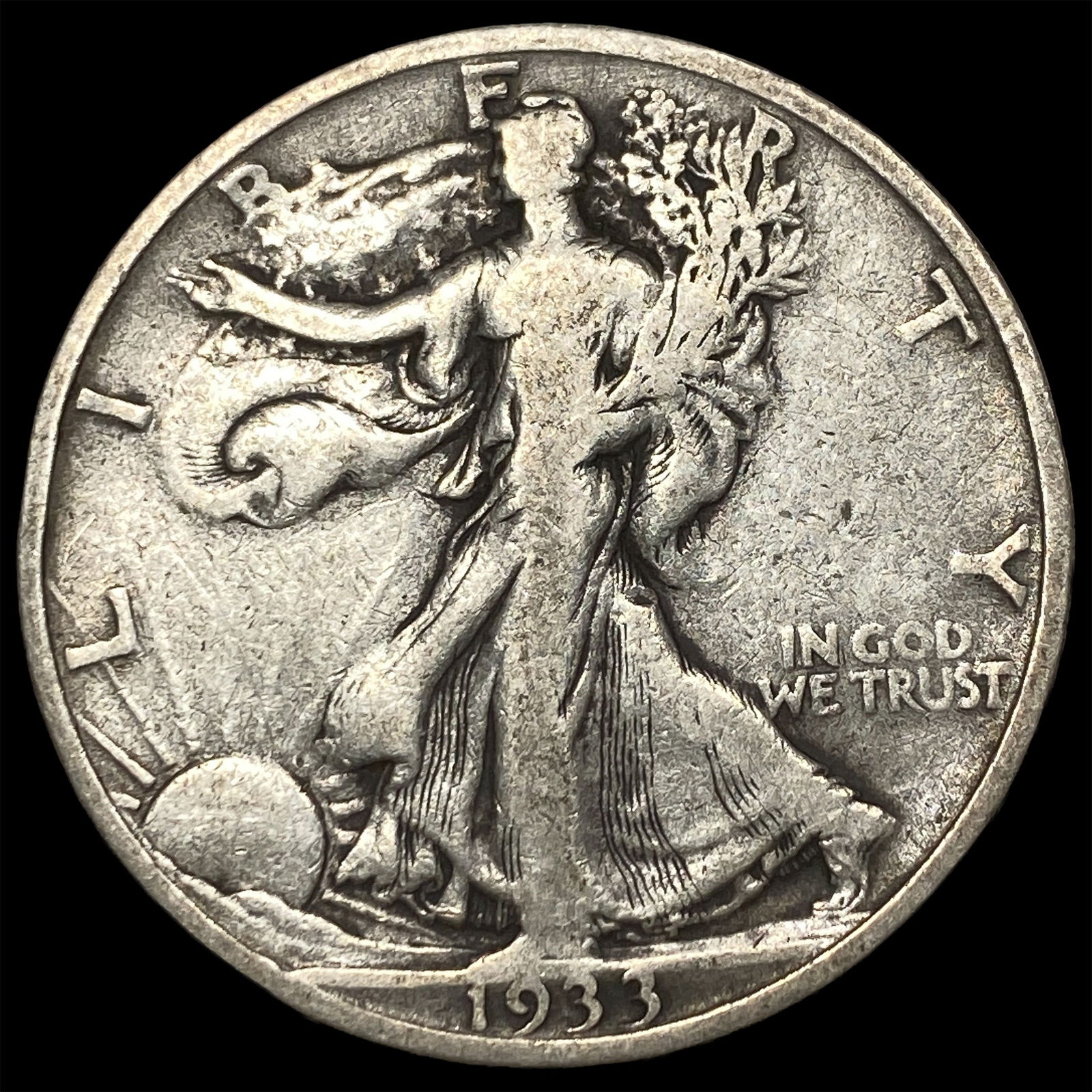 1933-S Silver Walking Liberty Half Dollar LIGHTLY CIRCULATED (1 of 2)