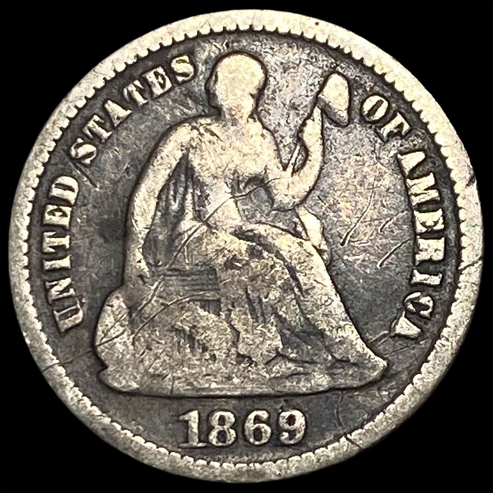 1869-S Silver Half Dime NICELY CIRCULATED: 1869-S Silver Half Dime NICELY CIRCULATED