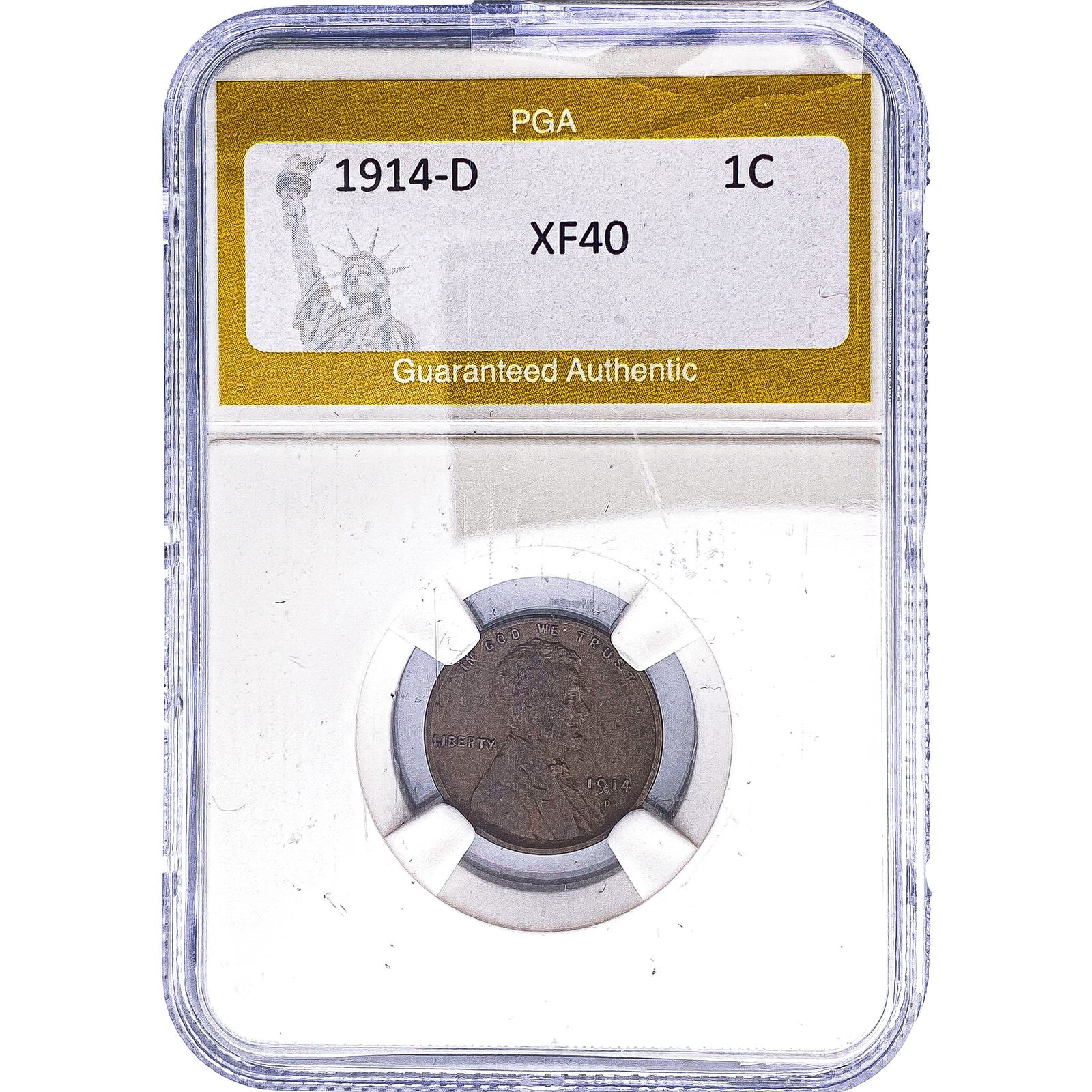 1914-D Wheat Cent PGA XF40: 1914-D Wheat Cent PGA XF40