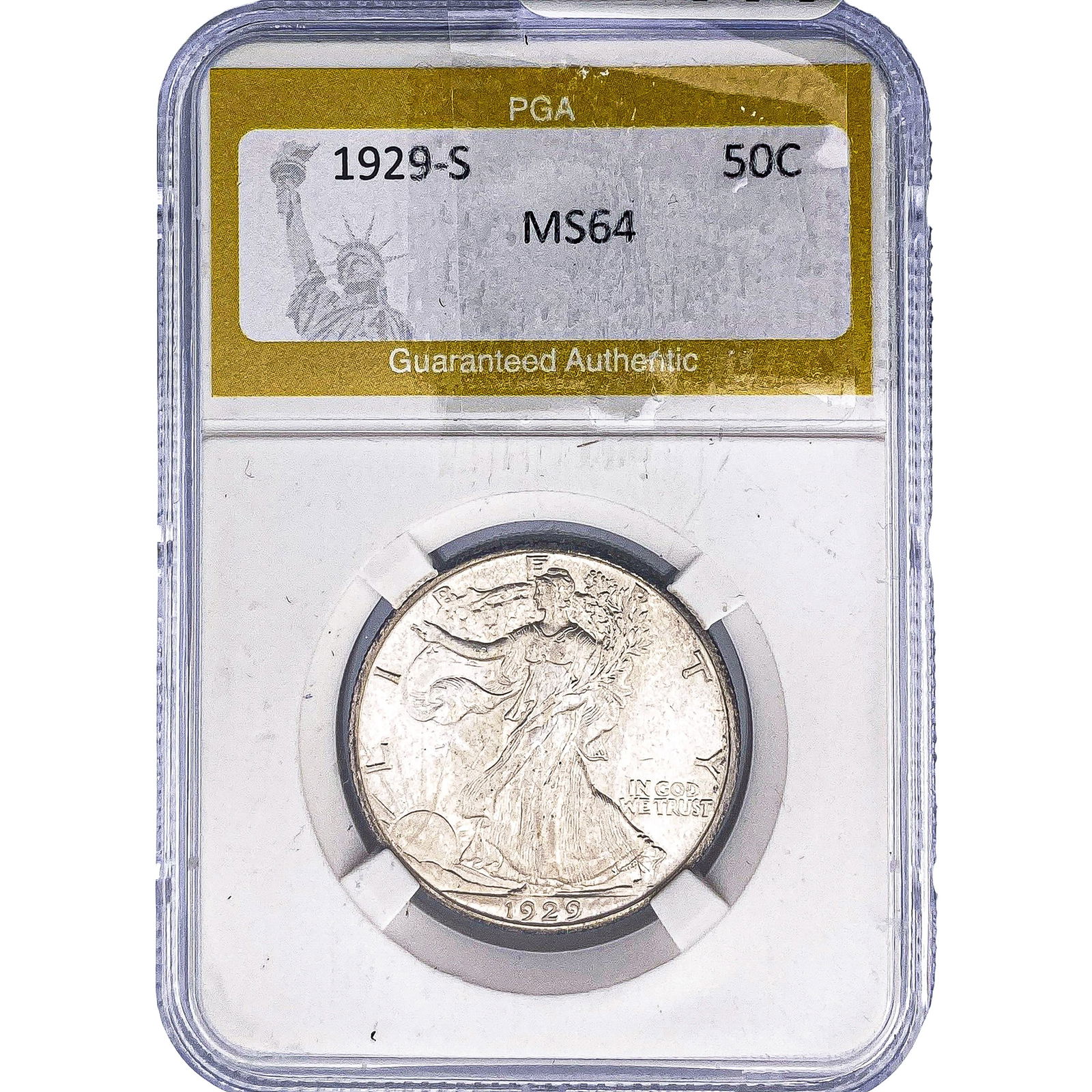 1929-S Walking Liberty Half Dollar PGA MS64: 1929-S Walking Liberty Half Dollar PGA MS64