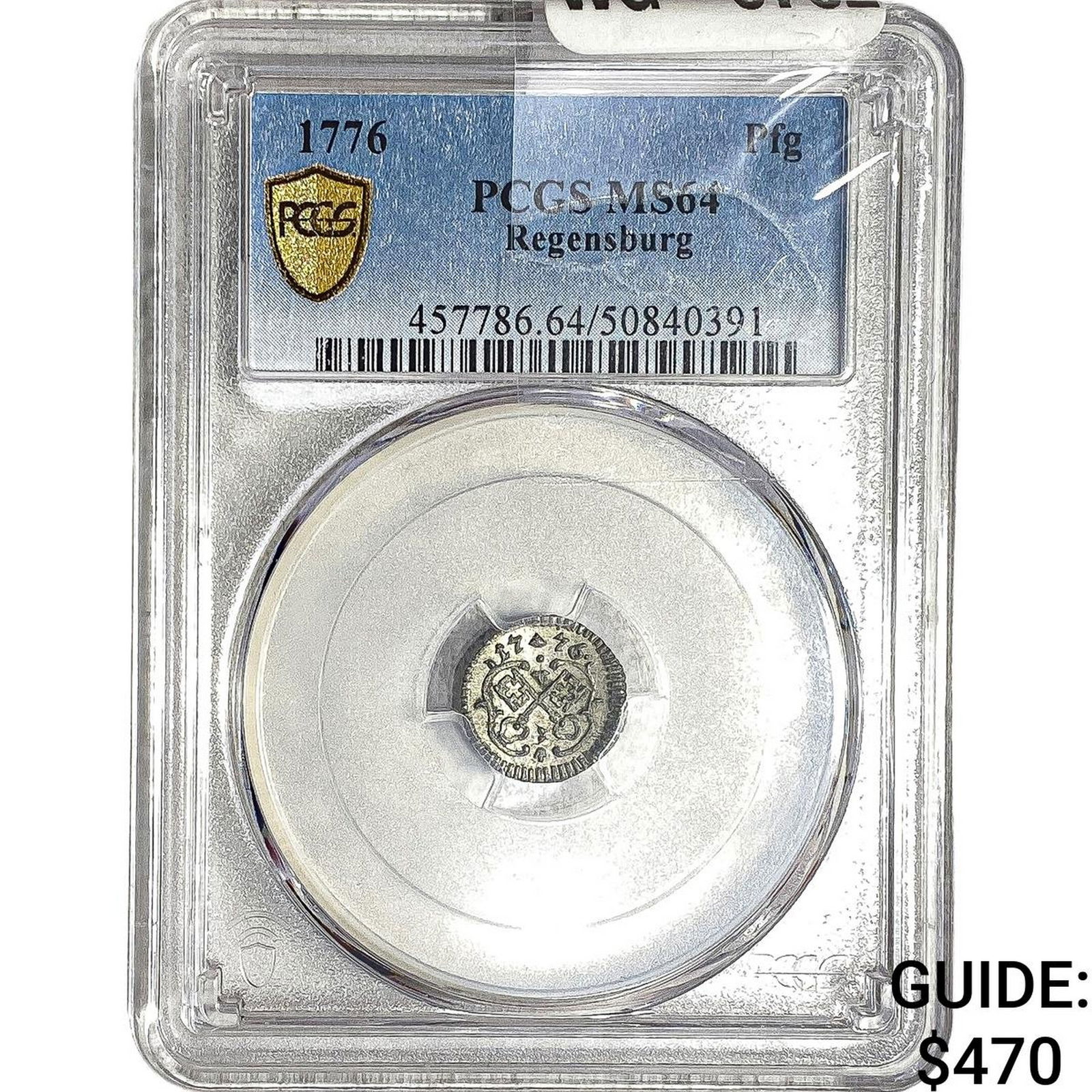 1776 Regensburg Silvered 1 Pfennig PCGS MS64: 1776 Regensburg Silvered 1 Pfennig PCGS MS64
