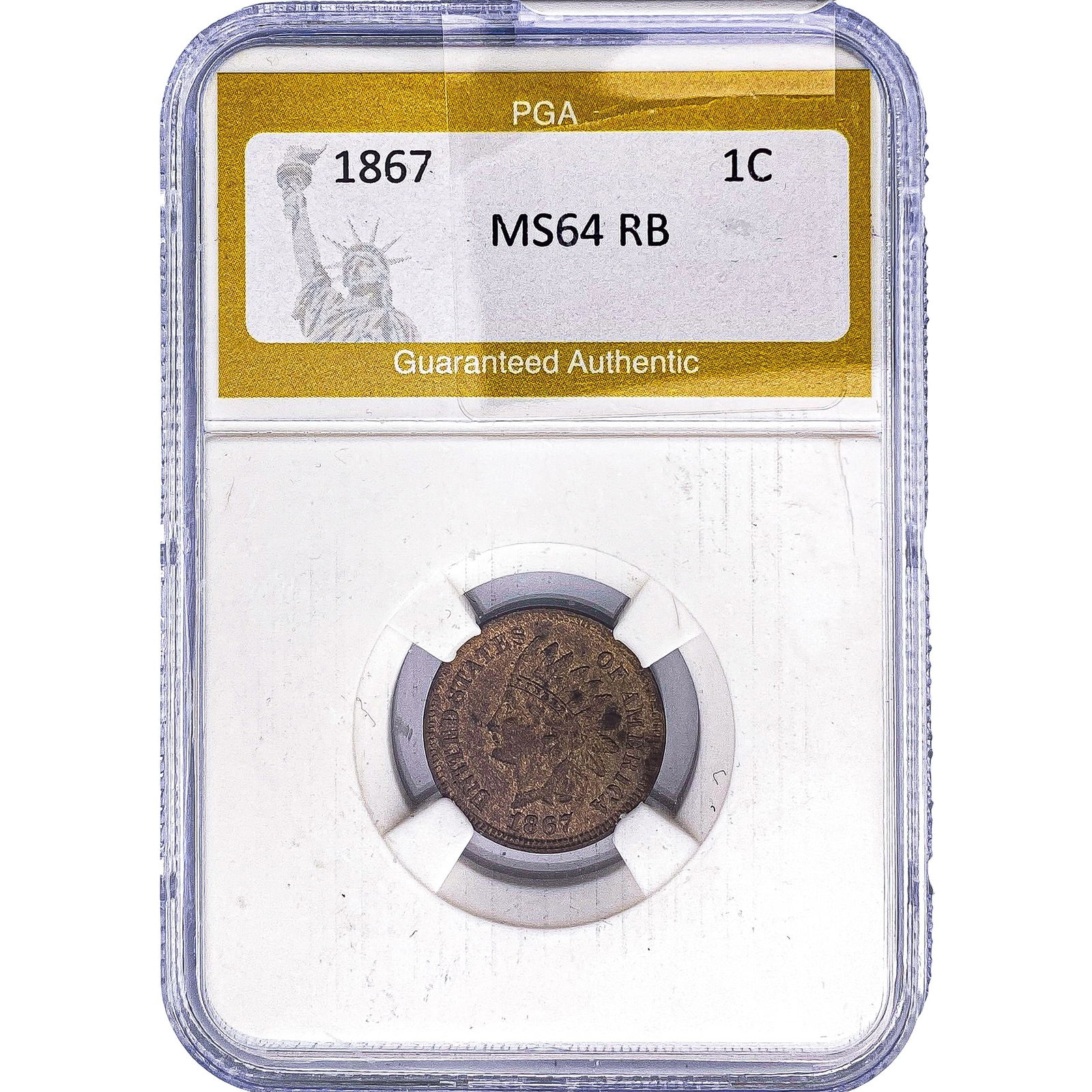 1867 Indian Head Cent PGA MS64 RB: 1867 Indian Head Cent PGA MS64 RB