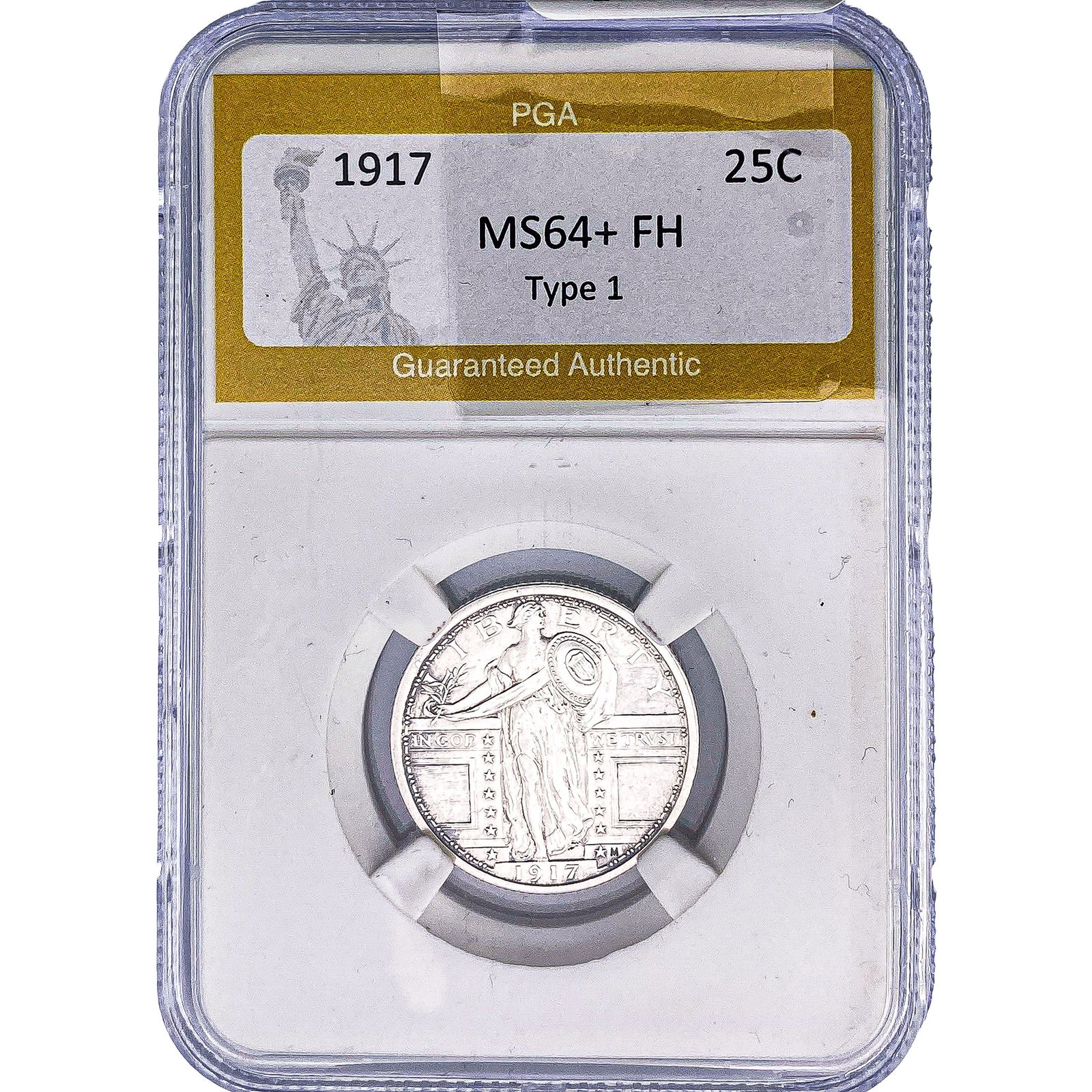 1917 Standing Liberty Quarter PGA MS64+ FH Type 1: 1917 Standing Liberty Quarter PGA MS64+ FH Type 1