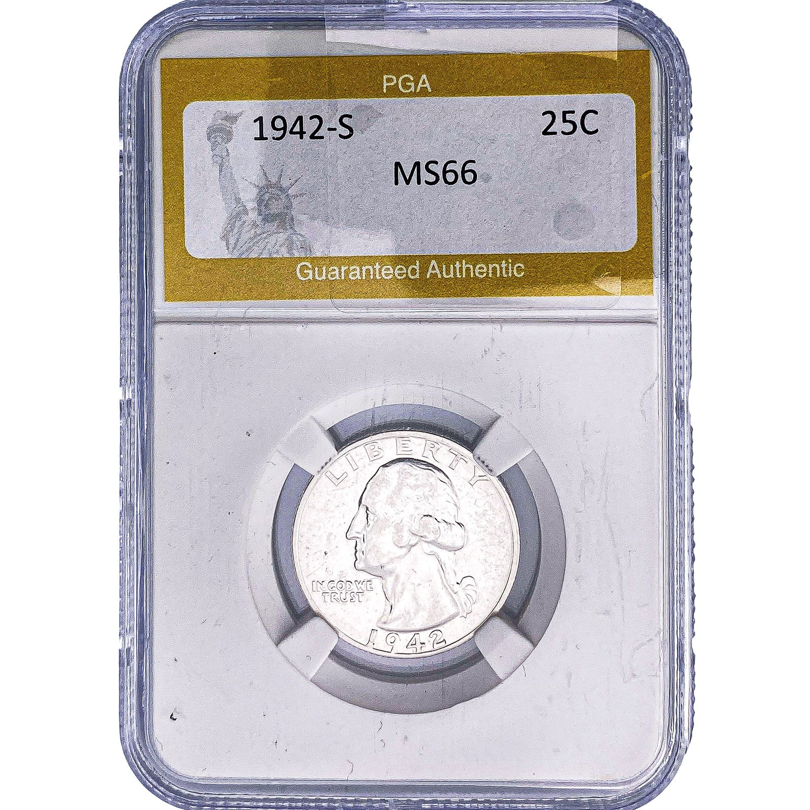 1942-S Washington Silver Quarter PGA MS66: 1942-S Washington Silver Quarter PGA MS66