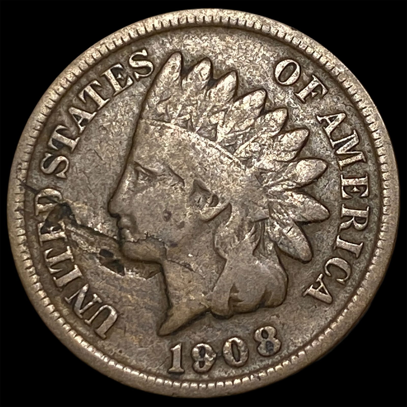 1908-S Indian Head Cent NICELY CIRCULATED: 1908-S Indian Head Cent NICELY CIRCULATED