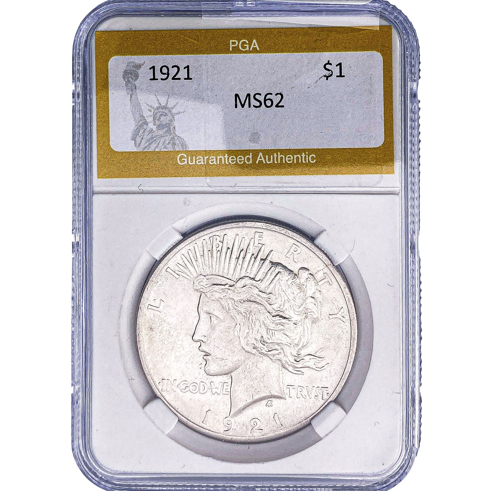 1921 Silver Peace Dollar PGA MS62: 1921 Silver Peace Dollar PGA MS62