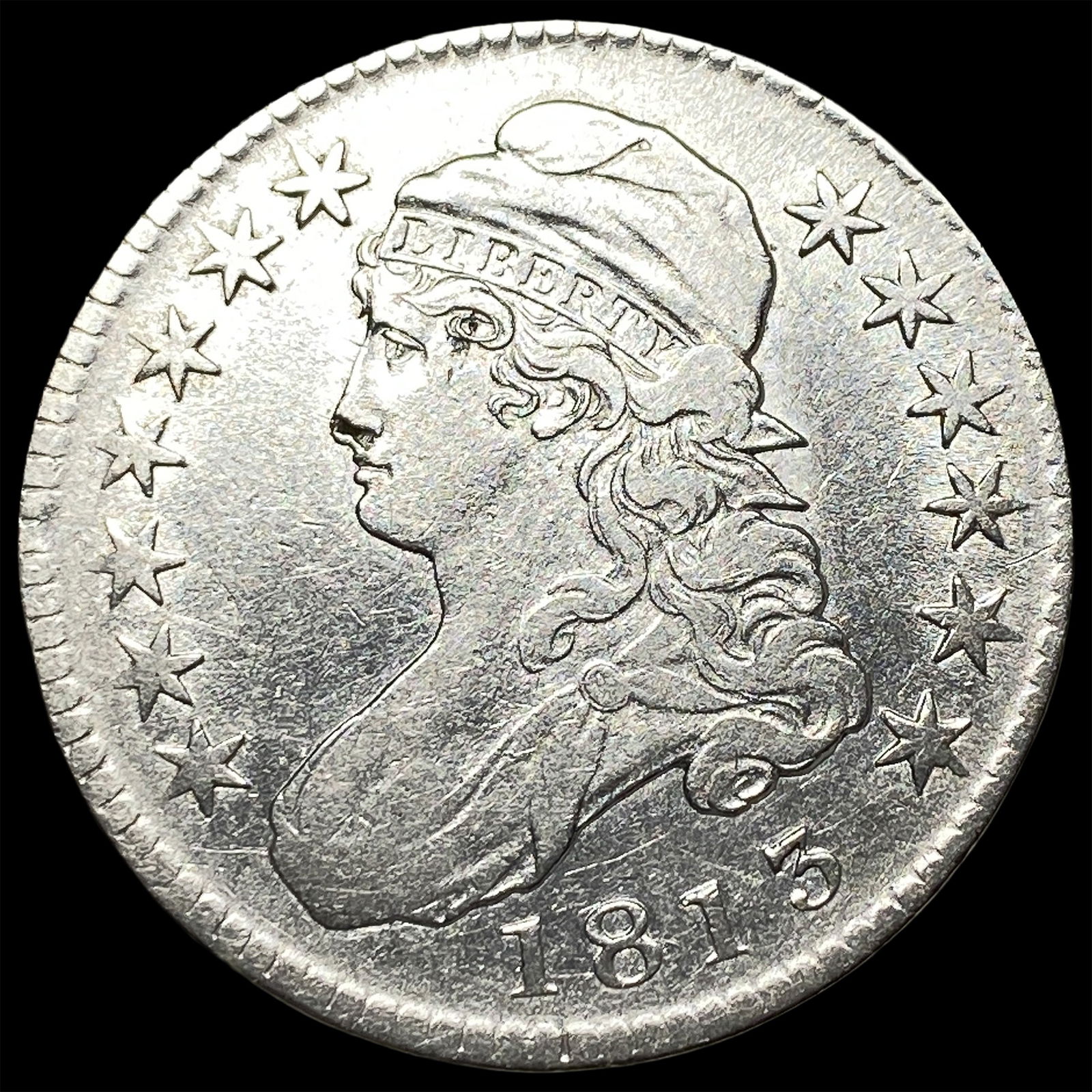 1813 Capped Bust Silver Half Dollar ABOUT UNCIRCULATED: 1813 Capped Bust Silver Half Dollar ABOUT UNCIRCULATED