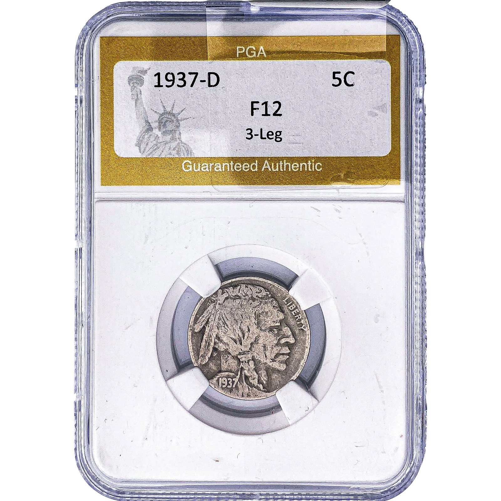 1937-D Buffalo Nickel PGA F12 3-Leg: 1937-D Buffalo Nickel PGA F12 3-Leg