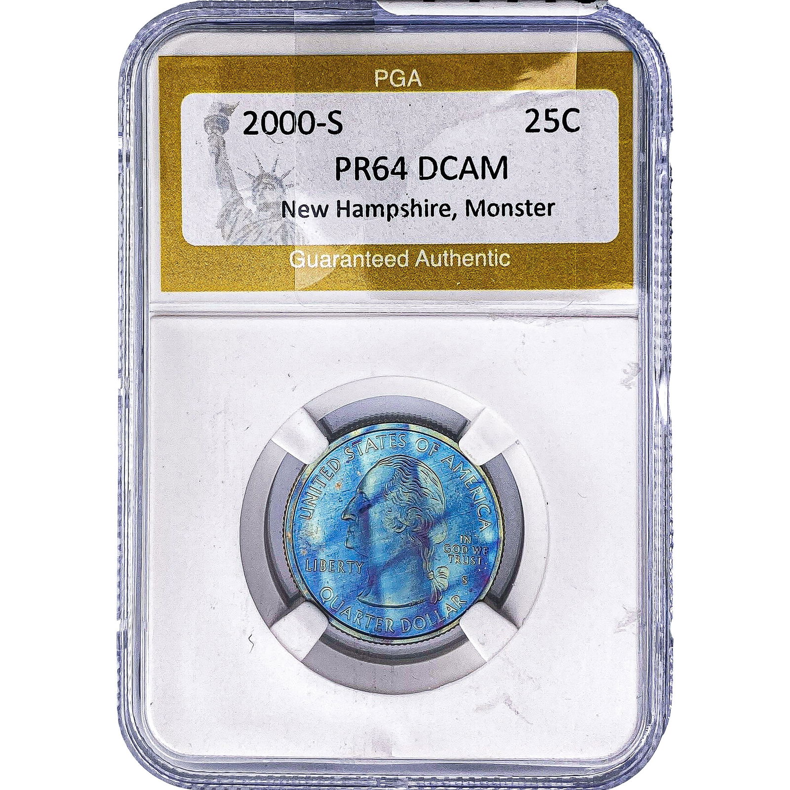 2000-S New Hampshire Silver Quarter PGA PR64 DCAM Monster: 2000-S New Hampshire Silver Quarter PGA PR64 DCAM Monster