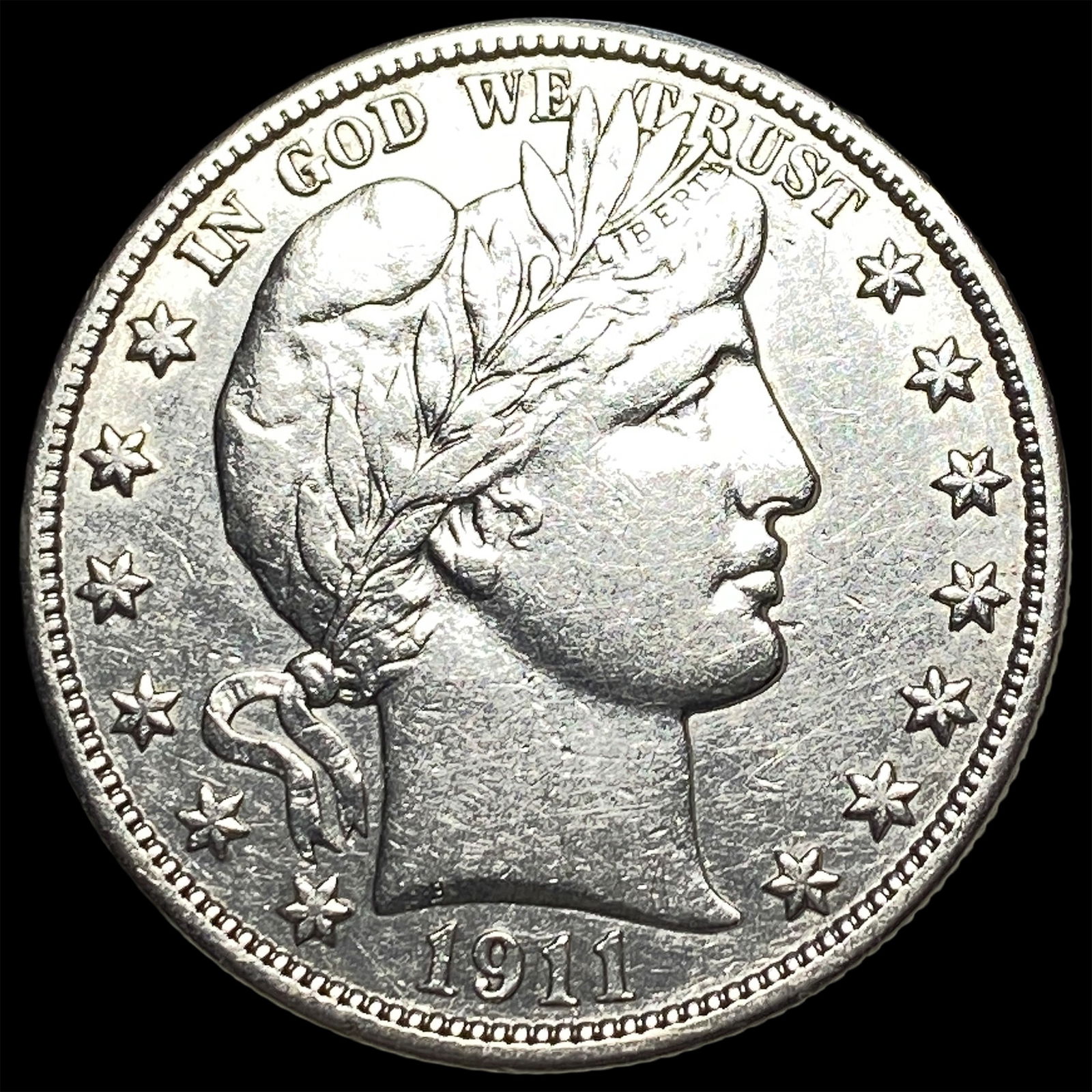 1911 Silver Half Dollar (Barber) NEARLY UNCIRCULATED: 1911 Silver Half Dollar (Barber) NEARLY UNCIRCULATED