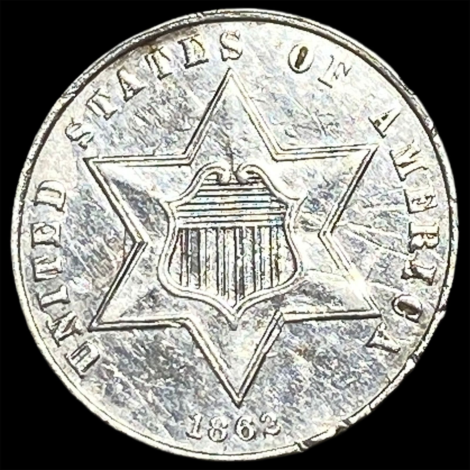 1862 Silver Three-Cent Piece CLOSELY UNCIRCULATED (1 of 2)