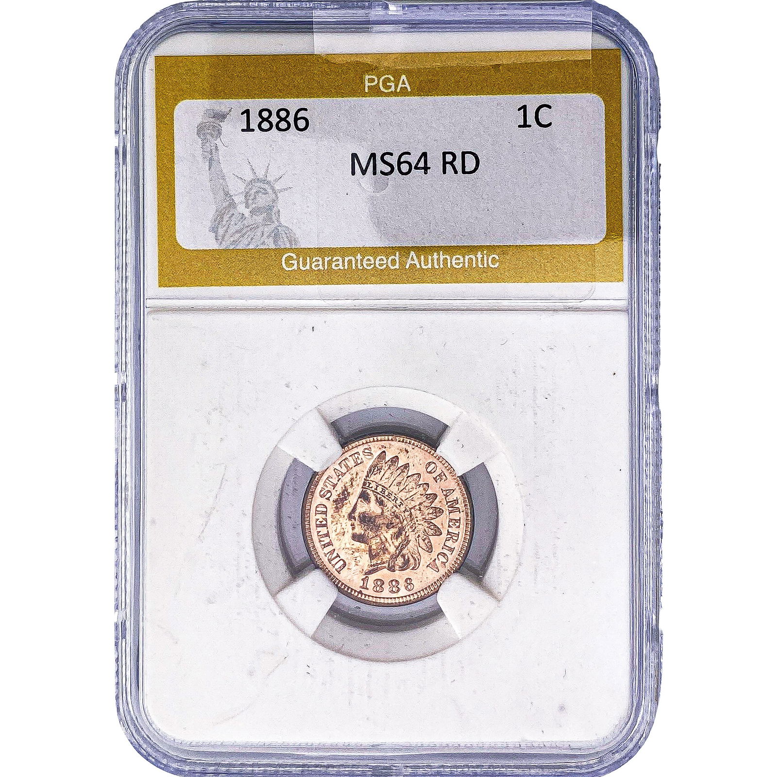 1886 Indian Head Cent PGA MS64 RD: 1886 Indian Head Cent PGA MS64 RD