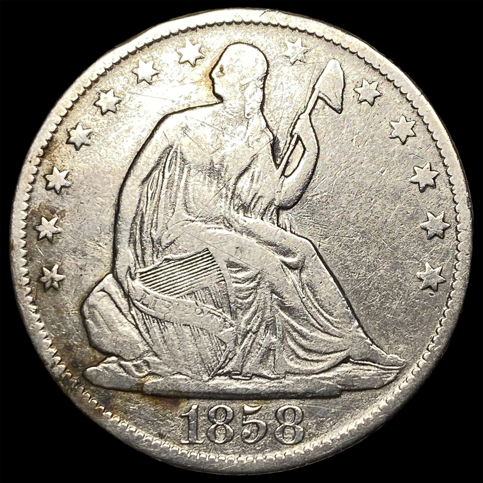1858-O Silver Half Dollar LIGHTLY CIRCULATED: 1858-O Silver Half Dollar LIGHTLY CIRCULATED