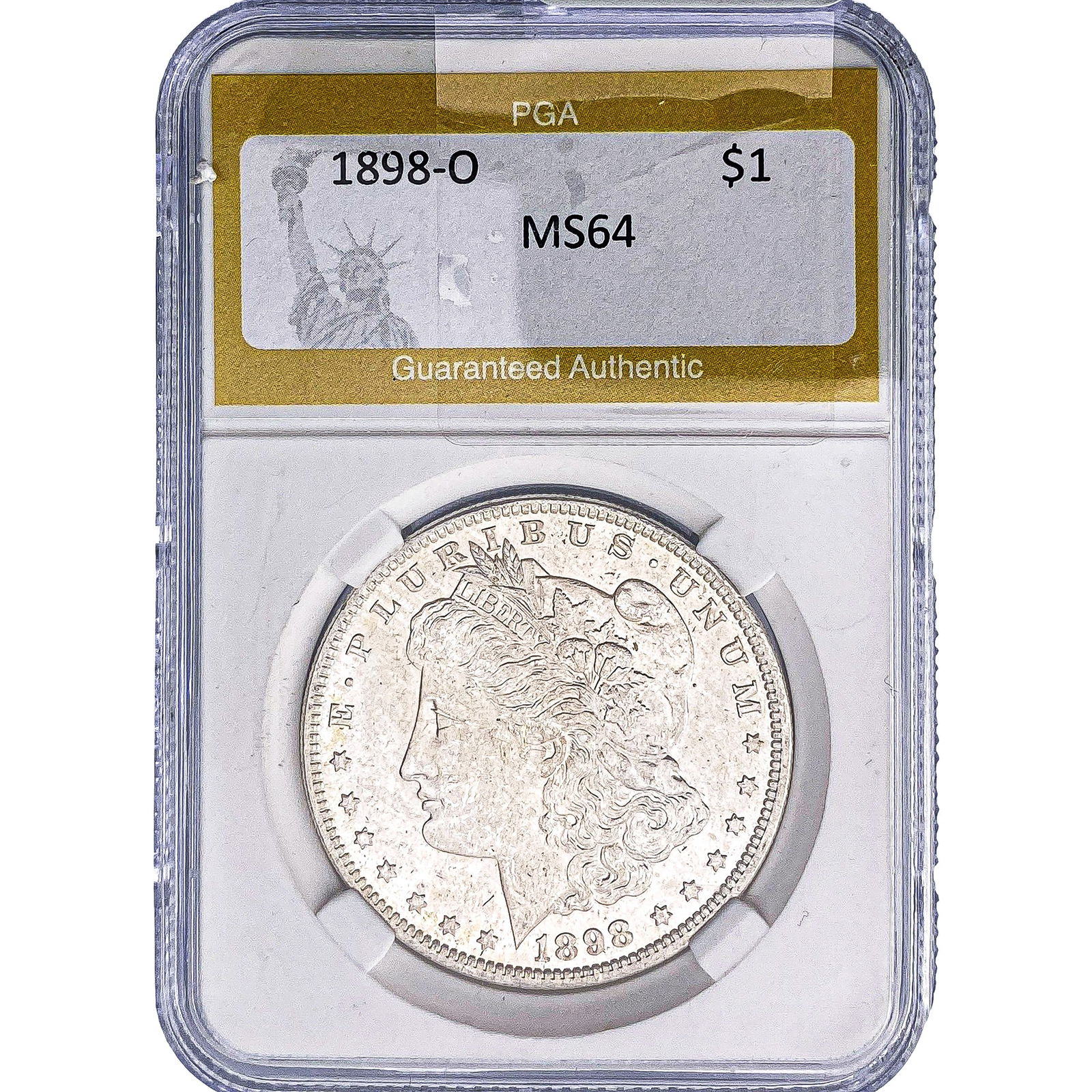1898-O Morgan Silver Dollar PGA MS64: 1898-O Morgan Silver Dollar PGA MS64
