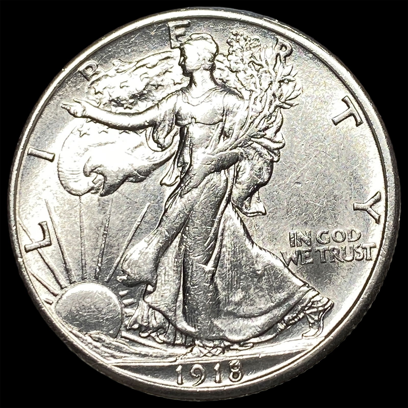 1918-S Silver Walking Liberty Half Dollar CHOICE AU (1 of 2)