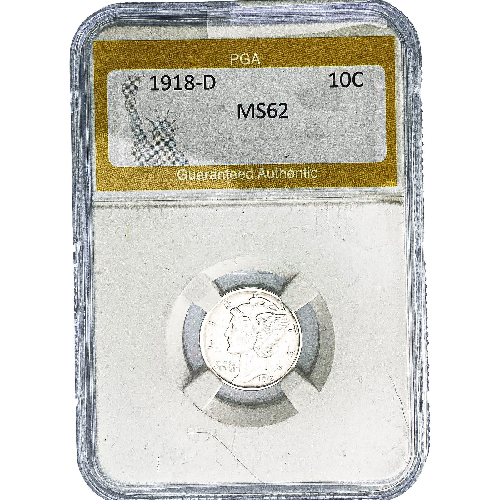 1918-D Mercury Silver Dime PGA MS62 (1 of 2)