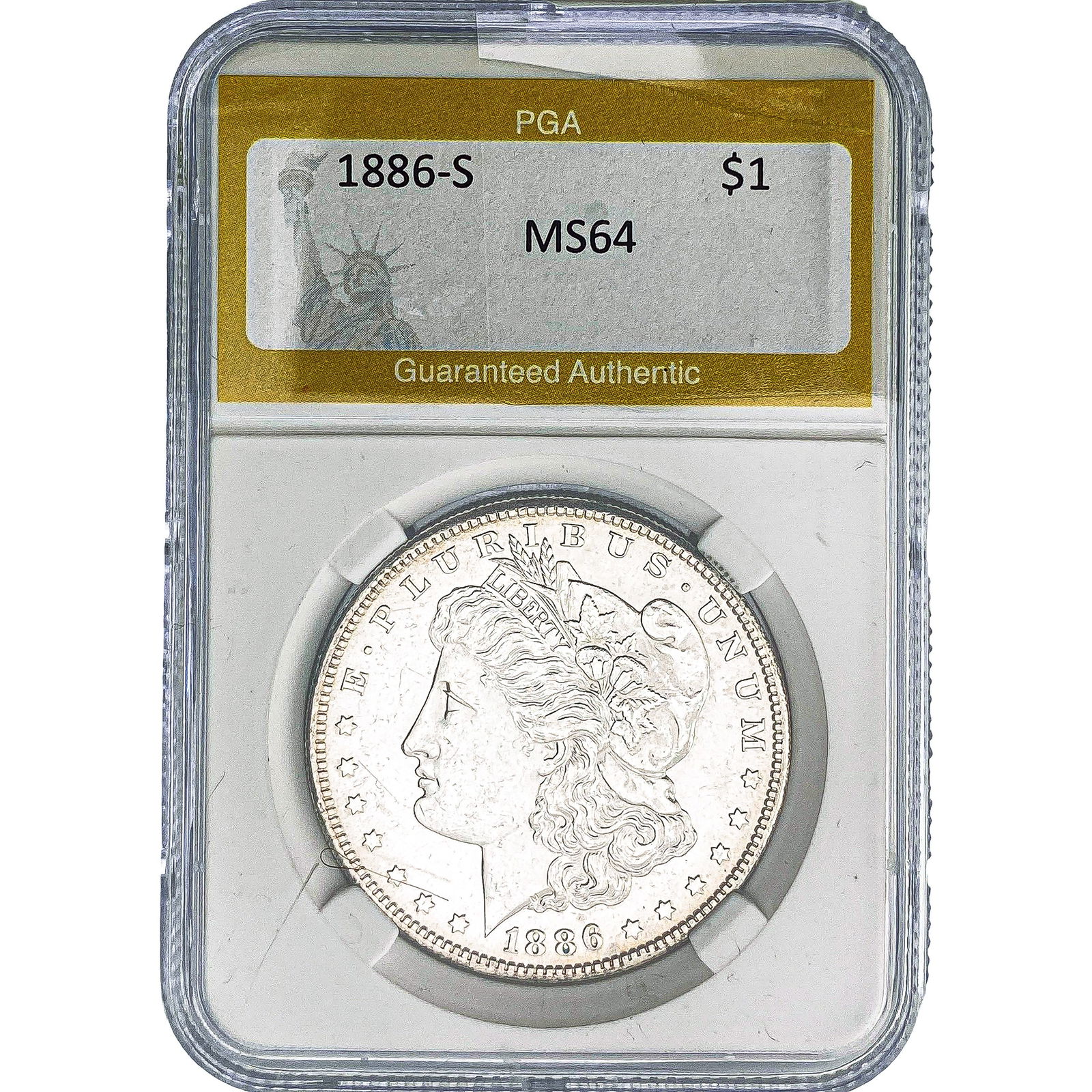 1886-S Morgan Silver Dollar PGA MS64: 1886-S Morgan Silver Dollar PGA MS64