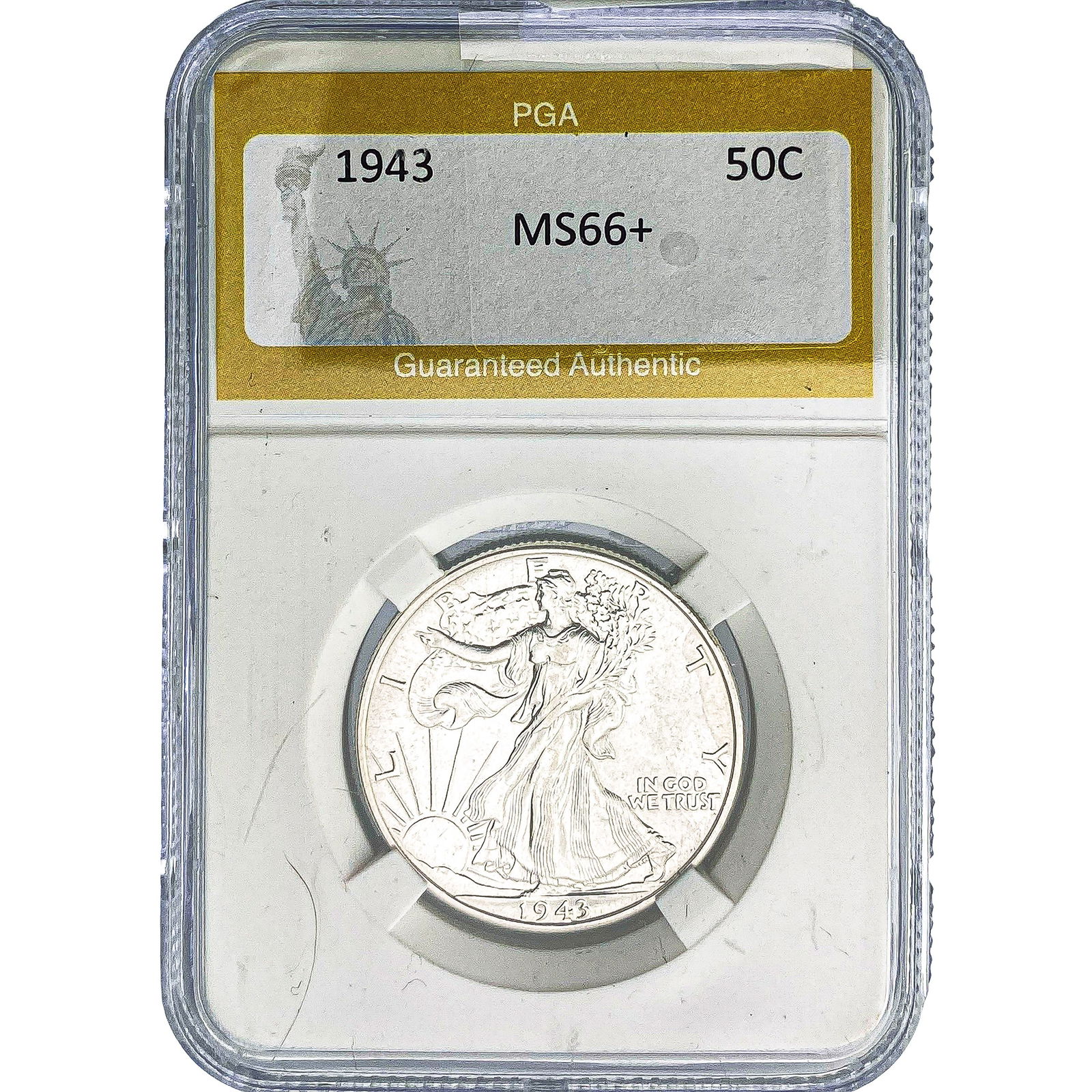 1943 Walking Liberty Half Dollar PGA MS66+: 1943 Walking Liberty Half Dollar PGA MS66+