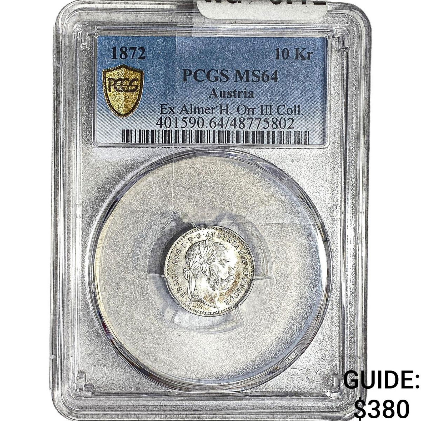 1872 Austria Silver 10 Kreuzer PCGS MS64: 1872 Austria Silver 10 Kreuzer PCGS MS64