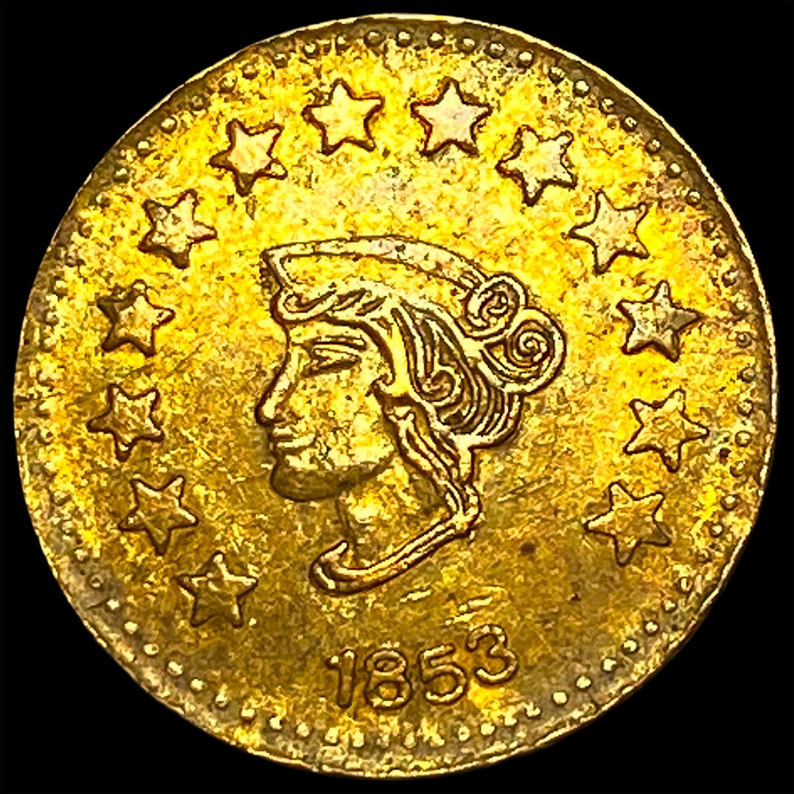 1853 California Gold 1/2 Dollar Token HIGH GRADE (1 of 2)