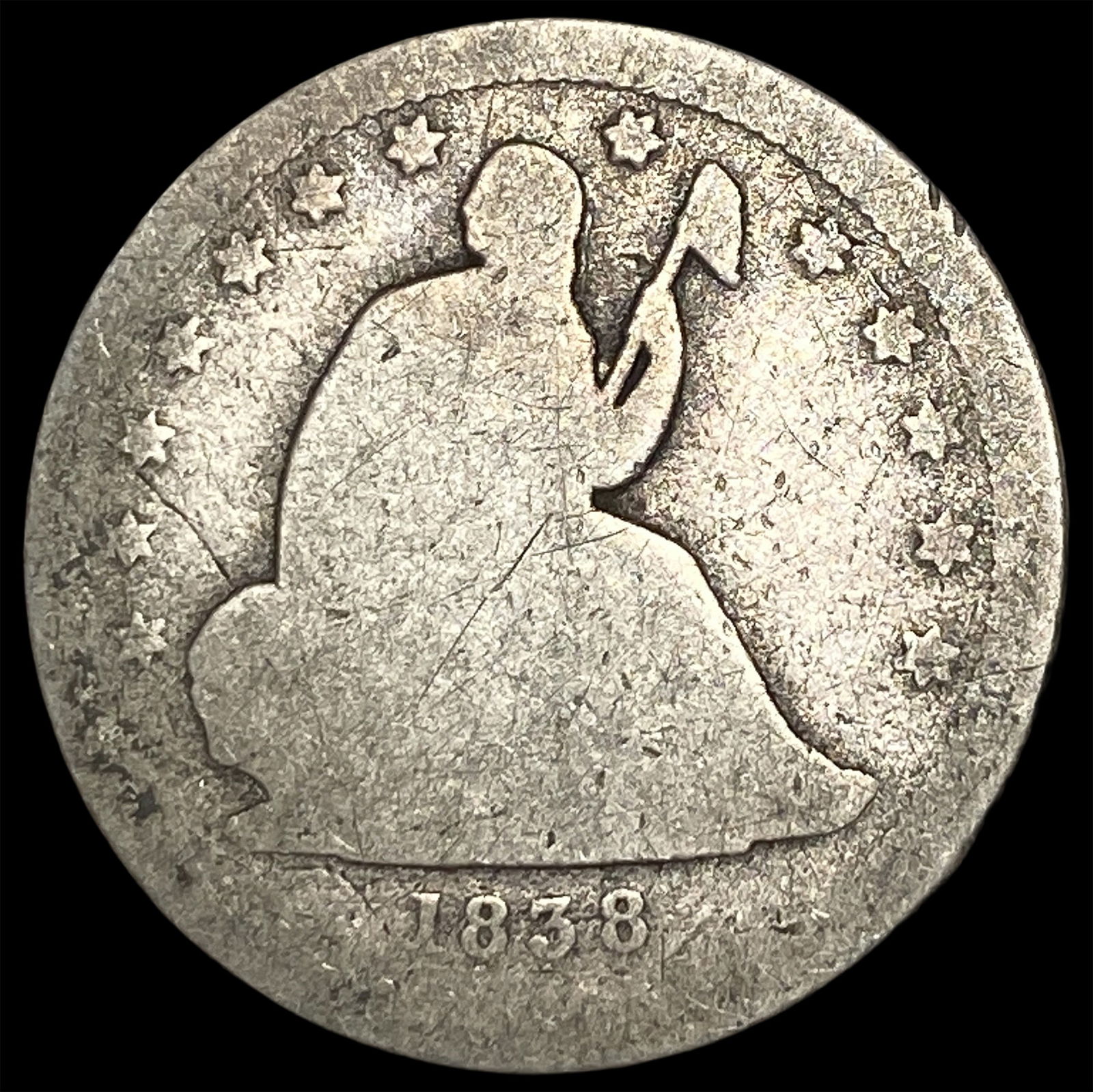 1838 Silver Seated Liberty Dime NICELY CIRCULATED (1 of 2)