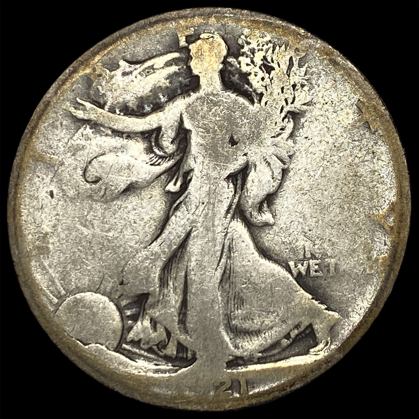 1921-S Silver Walking Liberty Half Dollar NICELY CIRCULATED (1 of 2)