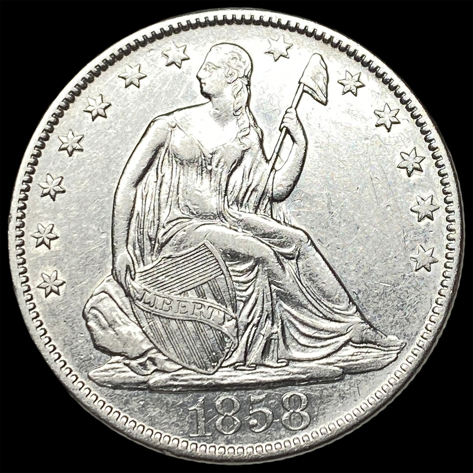 1858-O Silver Half Dollar CLOSELY UNCIRCULATED (1 of 2)
