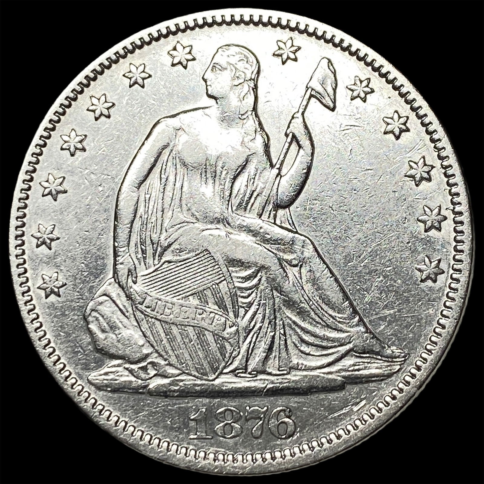 1876 Silver Half Dollar (Seated Liberty) CLOSELY UNCIRCULATED: 1876 Silver Half Dollar (Seated Liberty) CLOSELY UNCIRCULATED