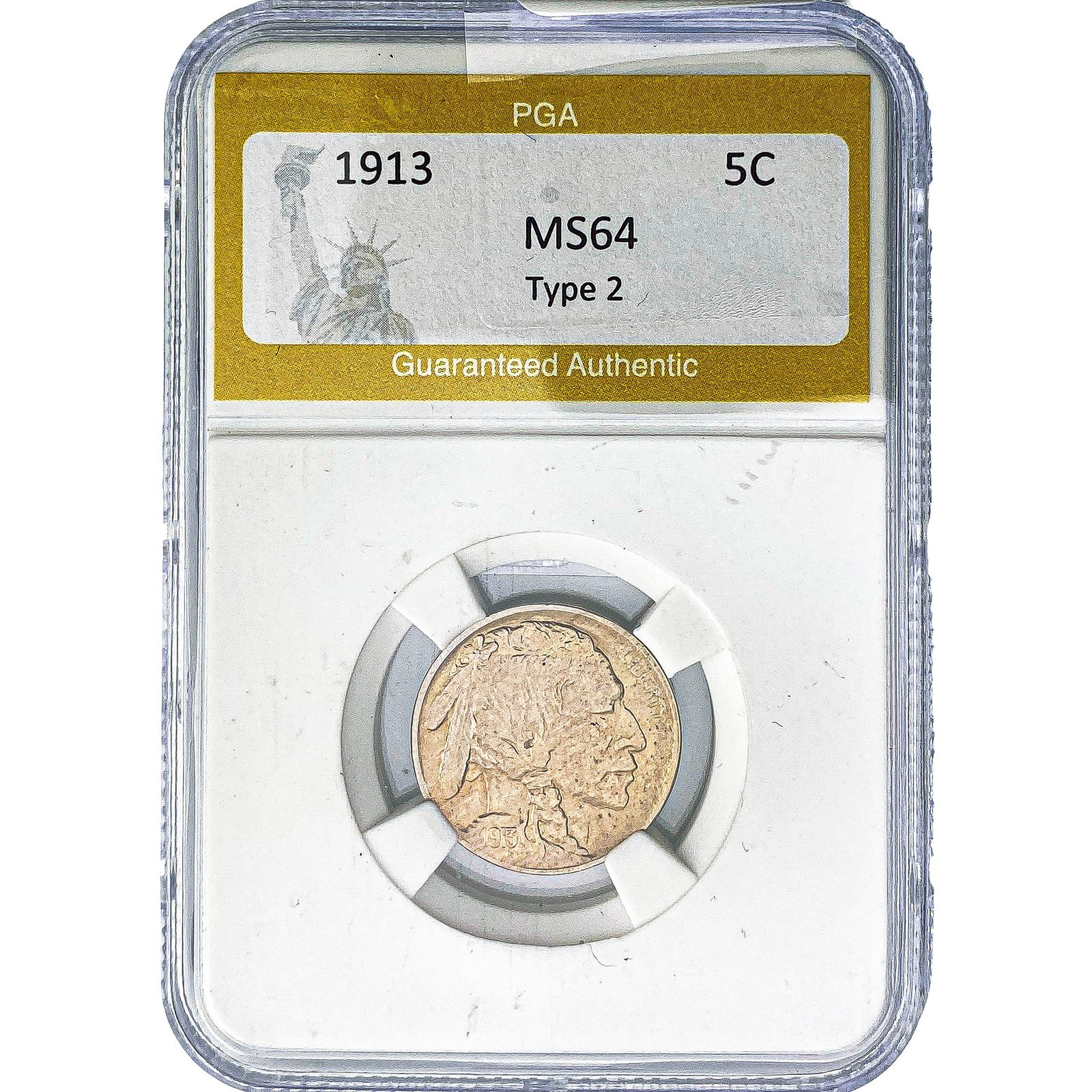 1913 Buffalo Nickel PGA MS64 Type 2: 1913 Buffalo Nickel PGA MS64 Type 2