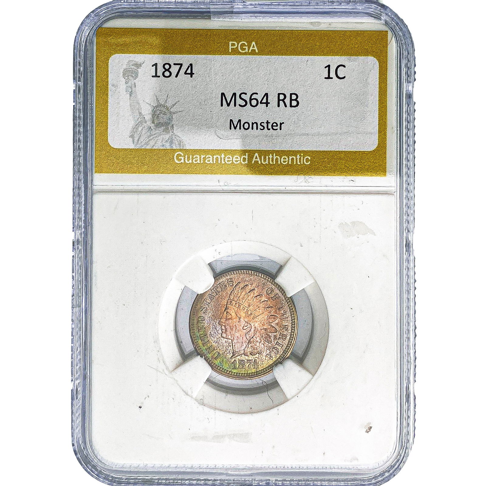 1874 Indian Head Cent PGA MS64 RB Monster: 1874 Indian Head Cent PGA MS64 RB Monster