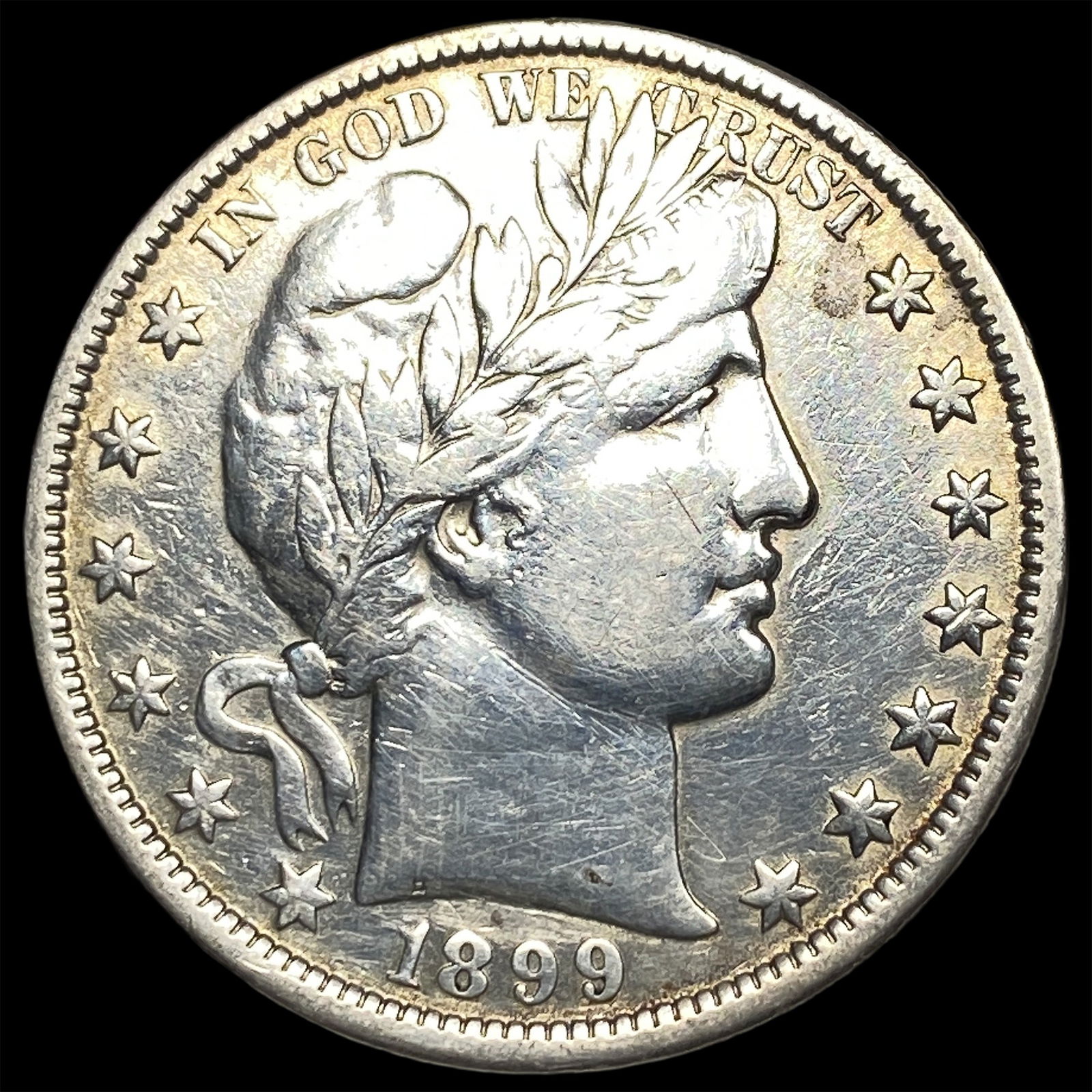 1899 Silver Half Dollar (Barber) ABOUT UNCIRCULATED: 1899 Silver Half Dollar (Barber) ABOUT UNCIRCULATED