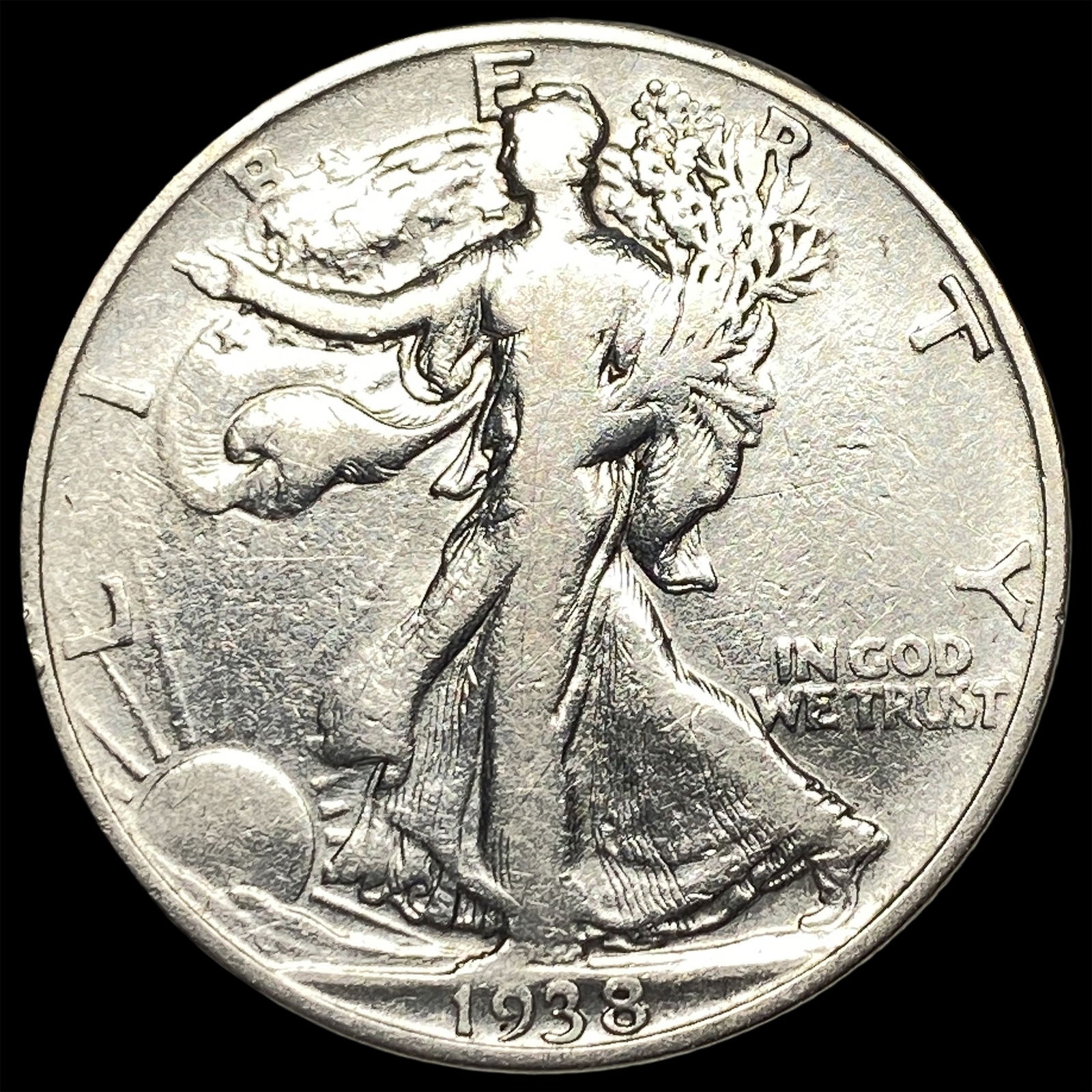 1938-D Silver Walking Liberty Half Dollar LIGHTLY CIRCULATED (1 of 2)