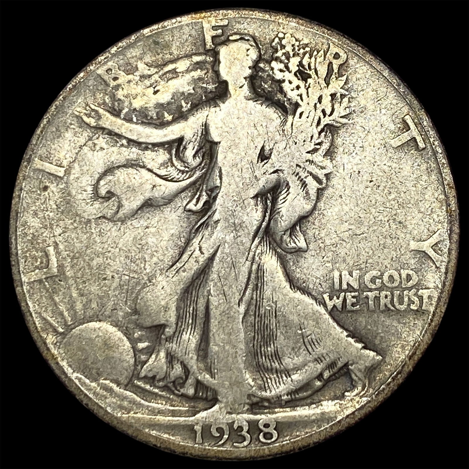 1938-D Silver Walking Liberty Half Dollar NICELY CIRCULATED (1 of 2)