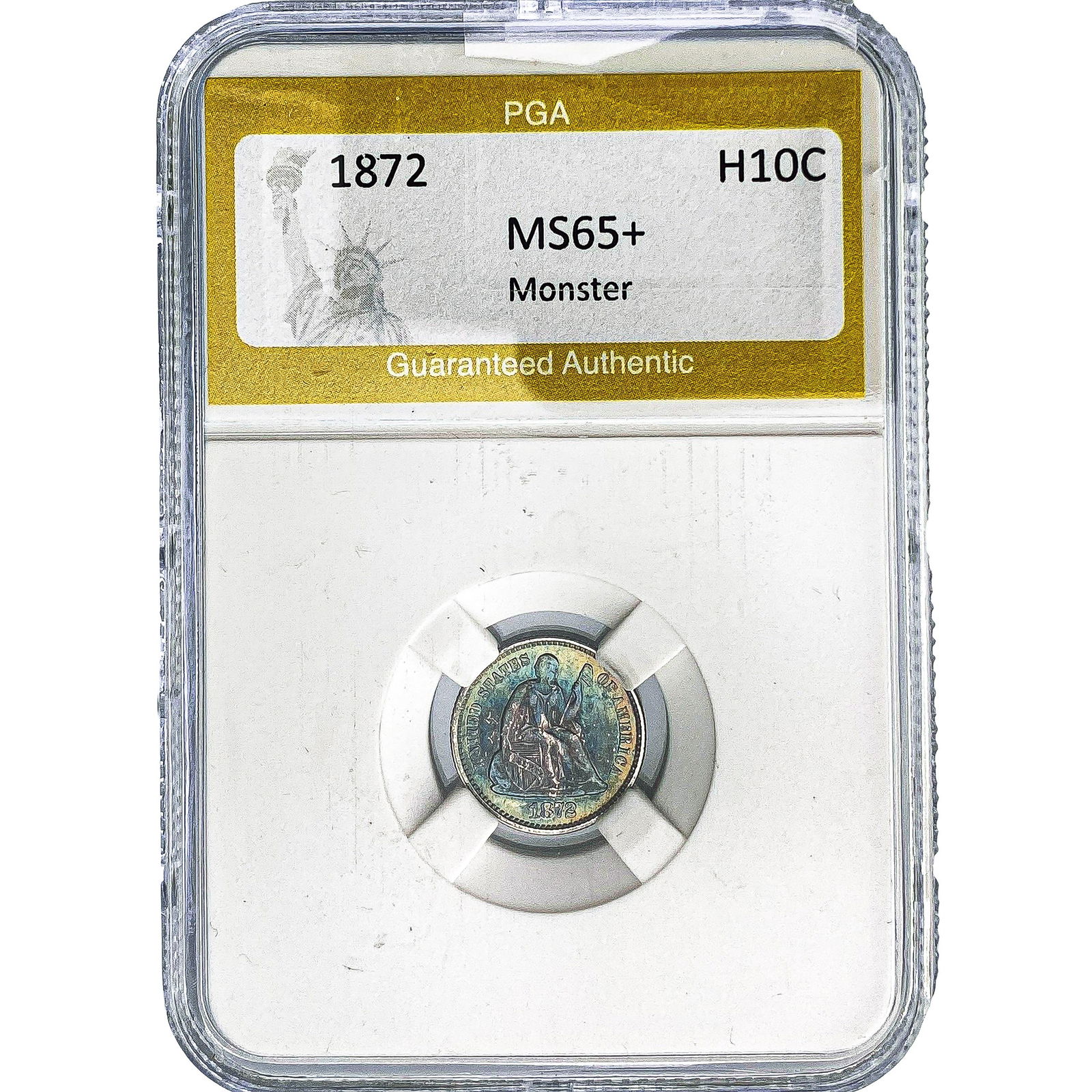 1872 Seated Liberty Half Dime PGA MS65+ Monster: 1872 Seated Liberty Half Dime PGA MS65+ Monster