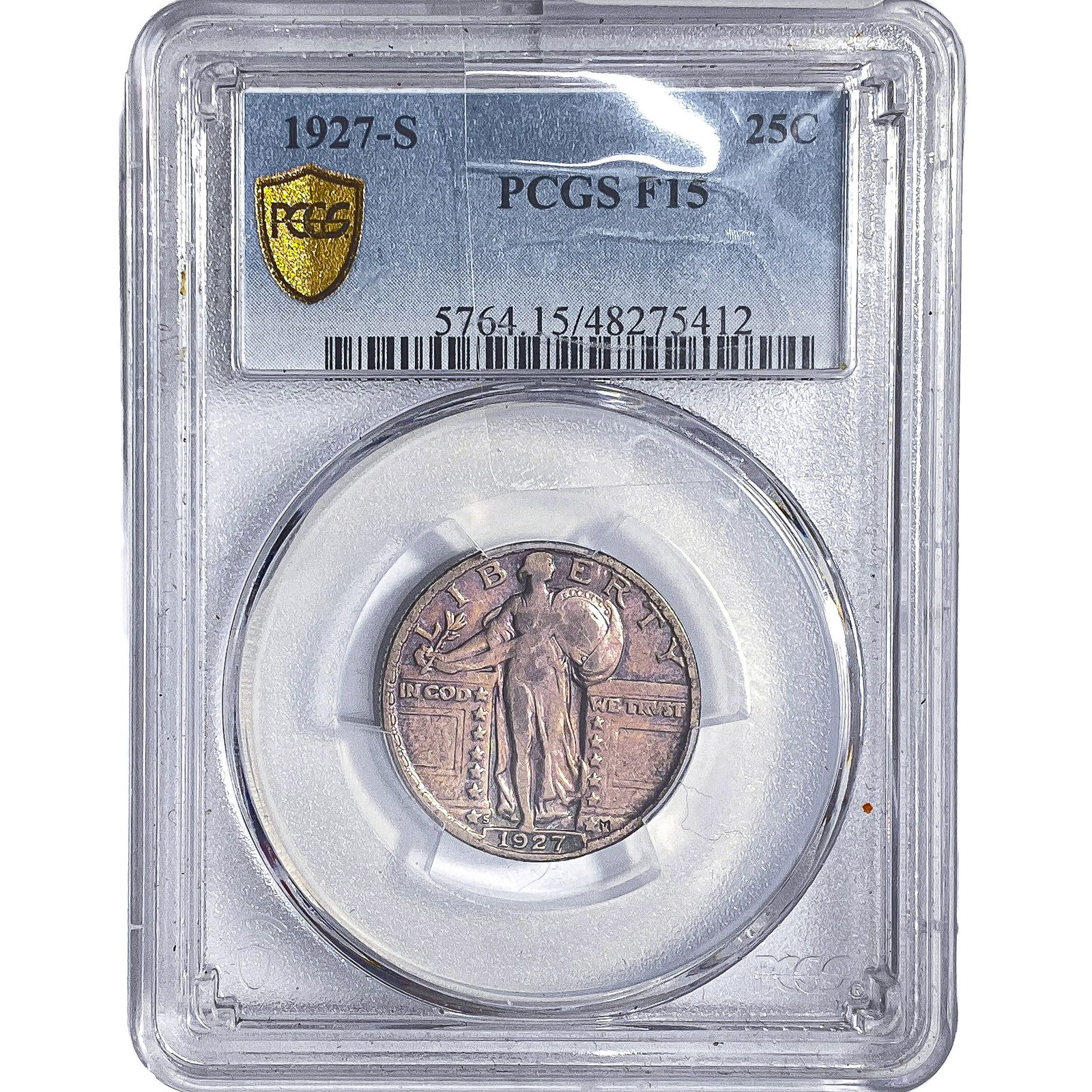 1927-S Standing Liberty Quarter PCGS F15: 1927-S Standing Liberty Quarter PCGS F15