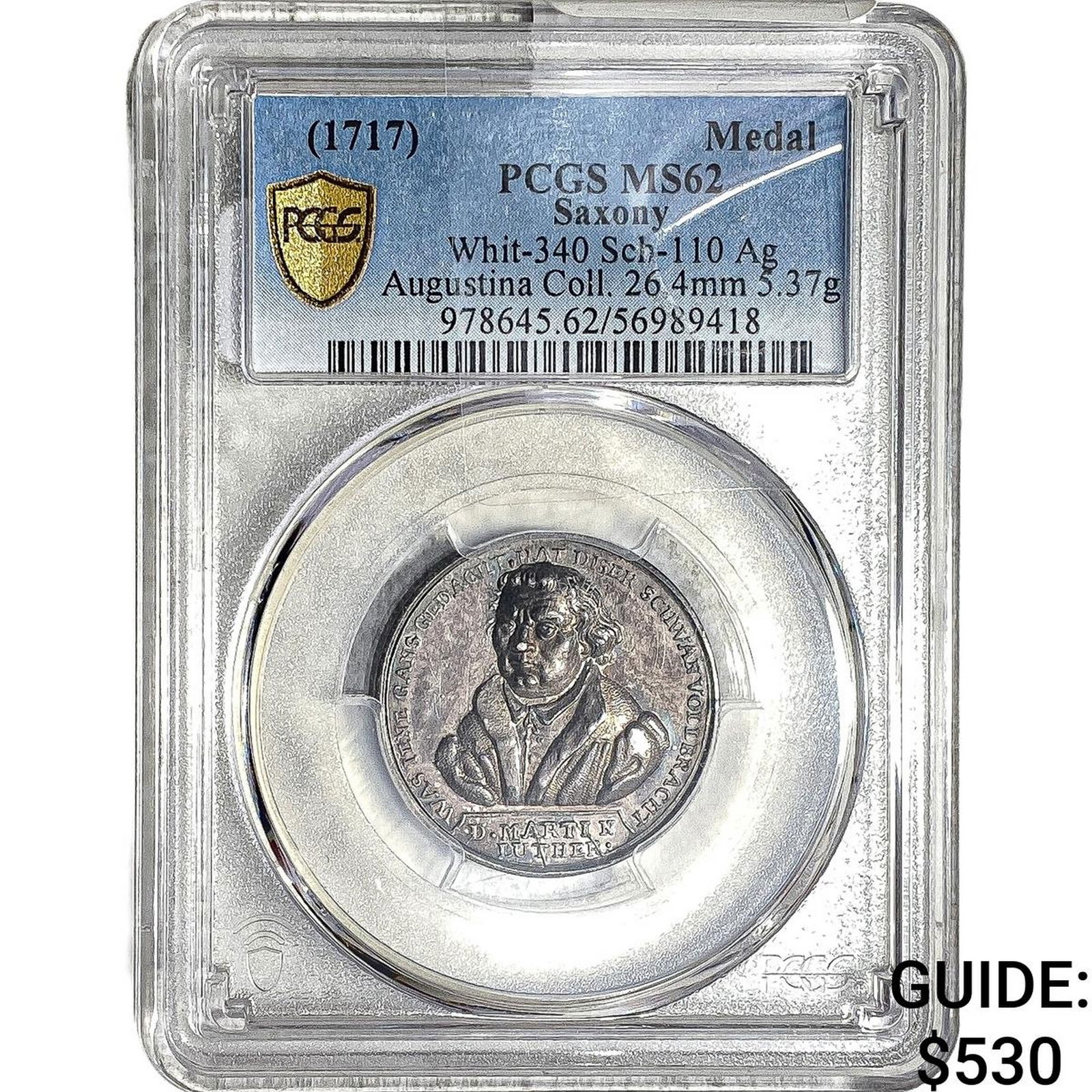 1717 Saxony Silver Medal PCGS MS62: 1717 Saxony Silver Medal PCGS MS62