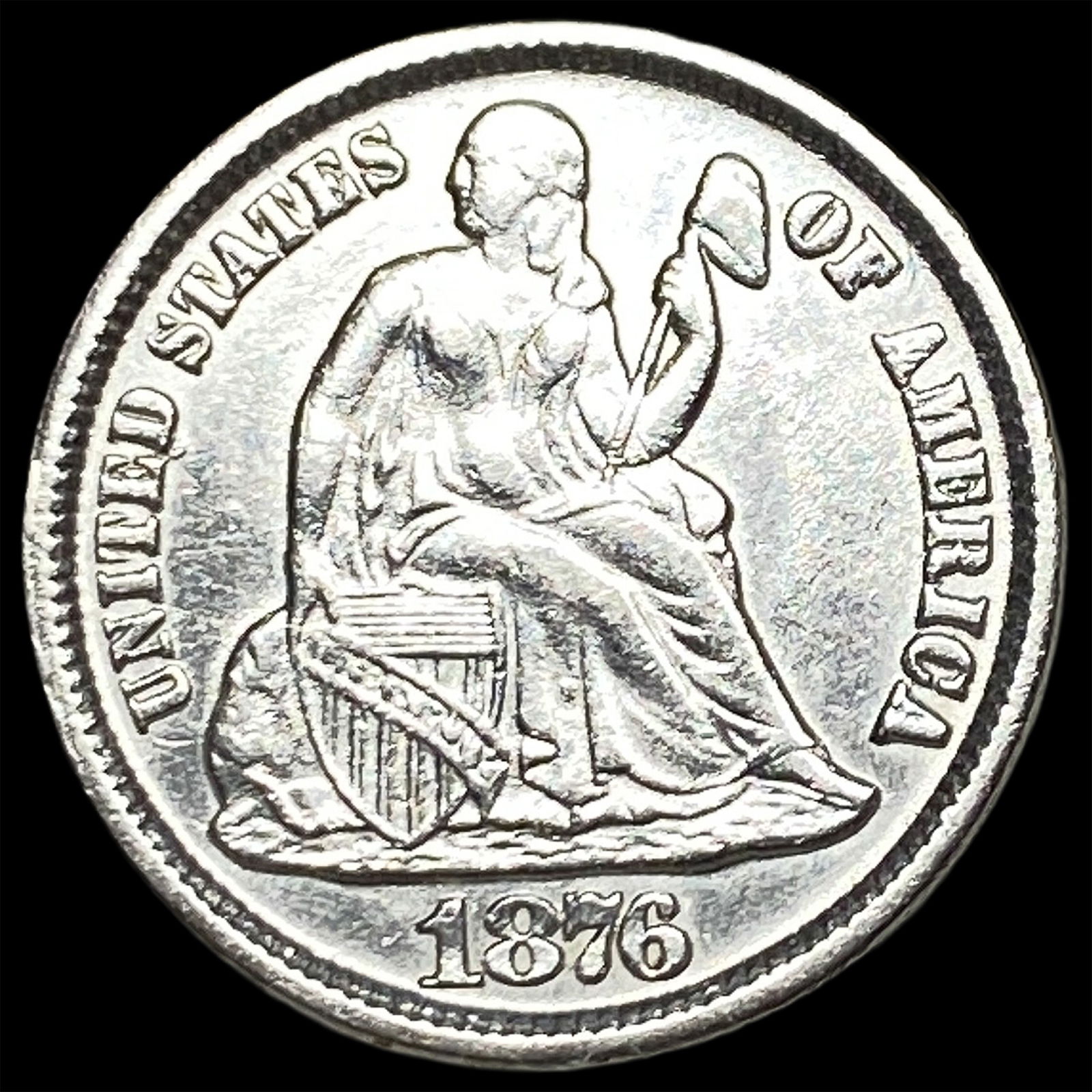 1876-CC Silver Seated Liberty Dime CLOSELY UNCIRCULATED (1 of 2)