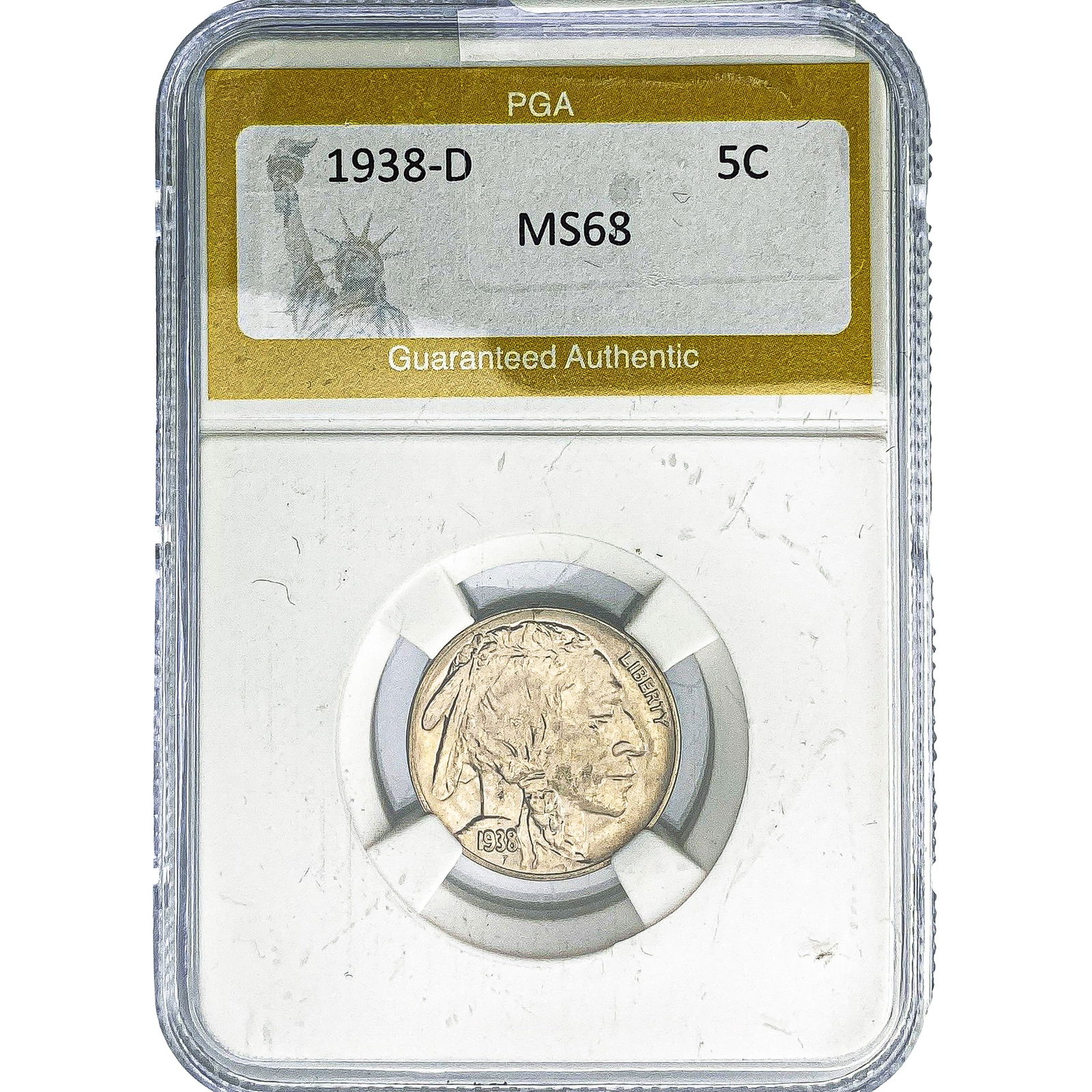 1938-D Buffalo Nickel PGA MS68: 1938-D Buffalo Nickel PGA MS68