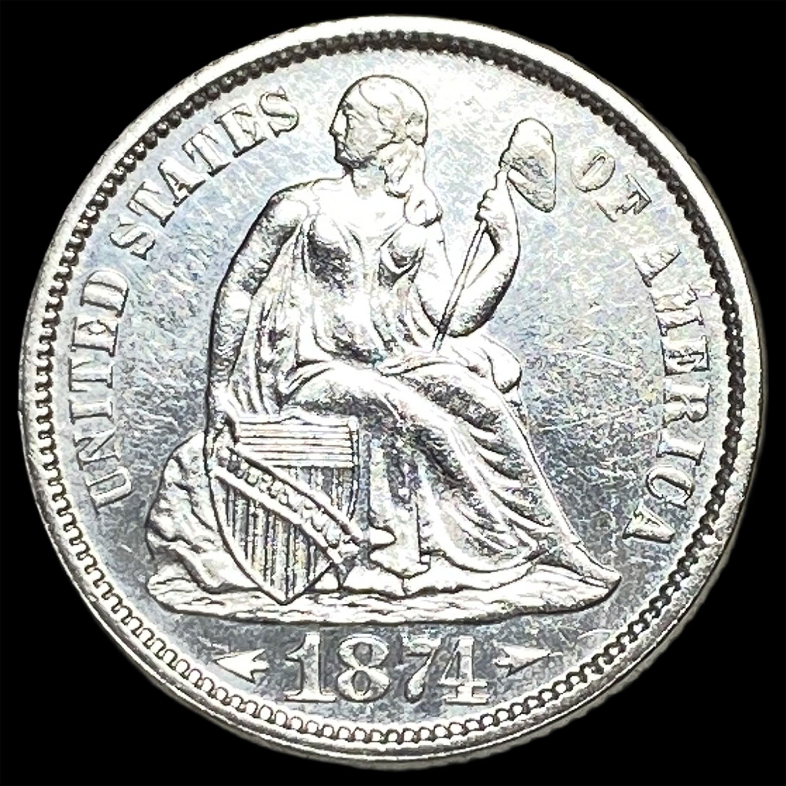 1874 Seated Liberty Dime UNCIRCULATED (1 of 2)